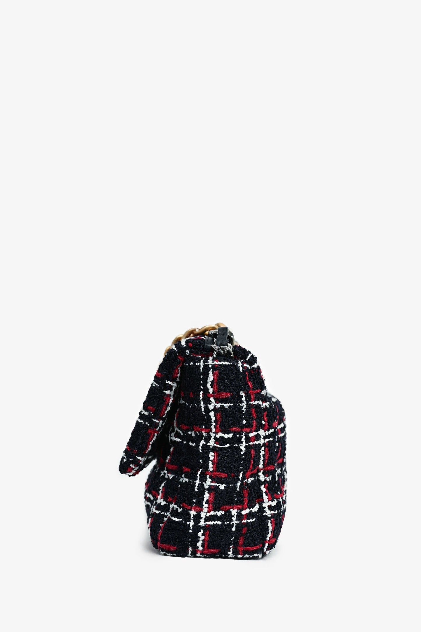 Chanel ™ Black/Red/White Tweed Medium 19 Flap Shoulder Bag