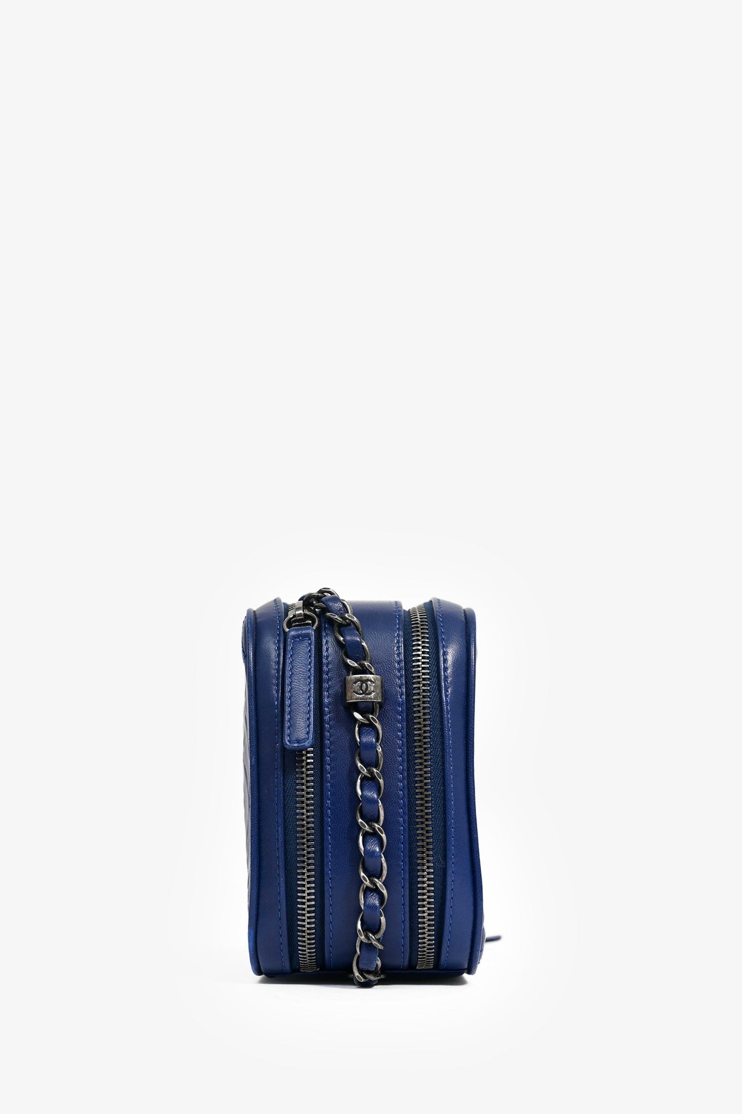 Chanel ™ Blue Leather Pewter Large CC Coco Camera Boy Accessory