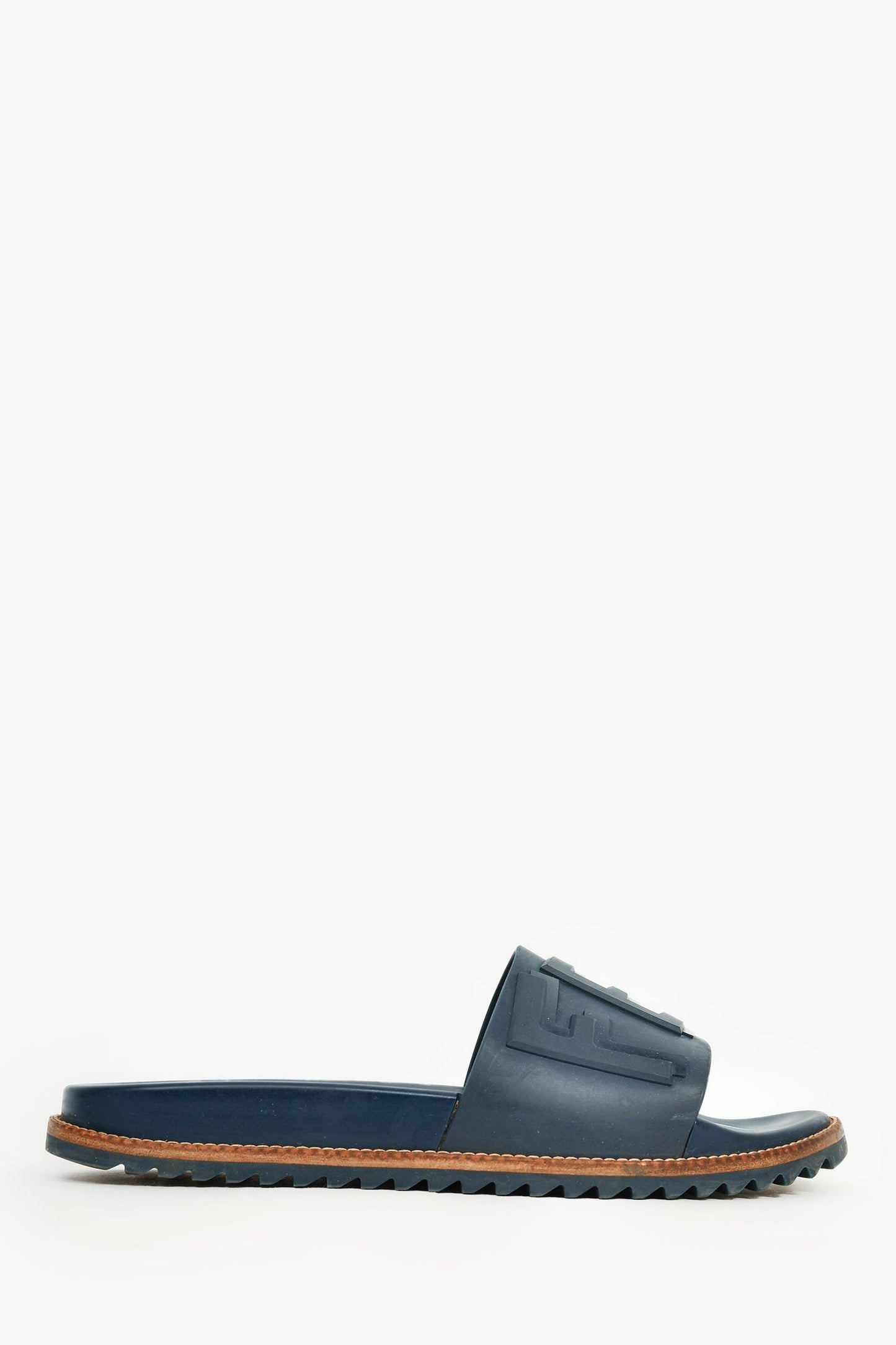 Fendi Shoe Rubber Mens Slides Navy Shoes