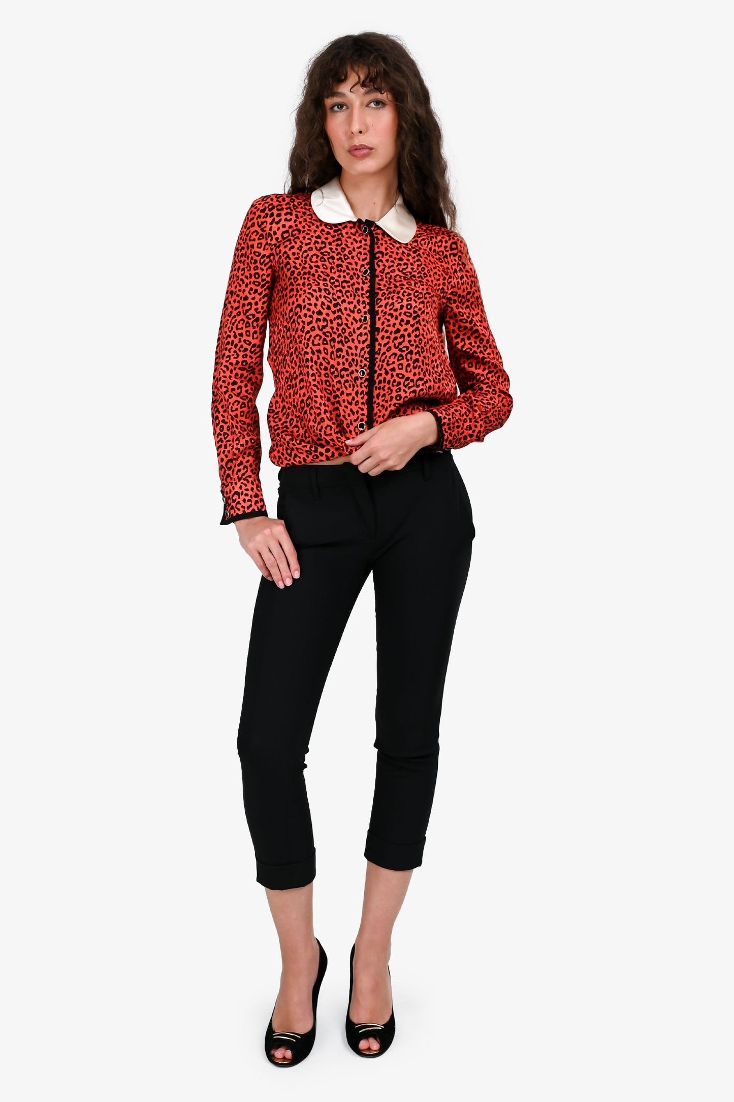 Prada Handbag Cropped Slim Fit Pants Black