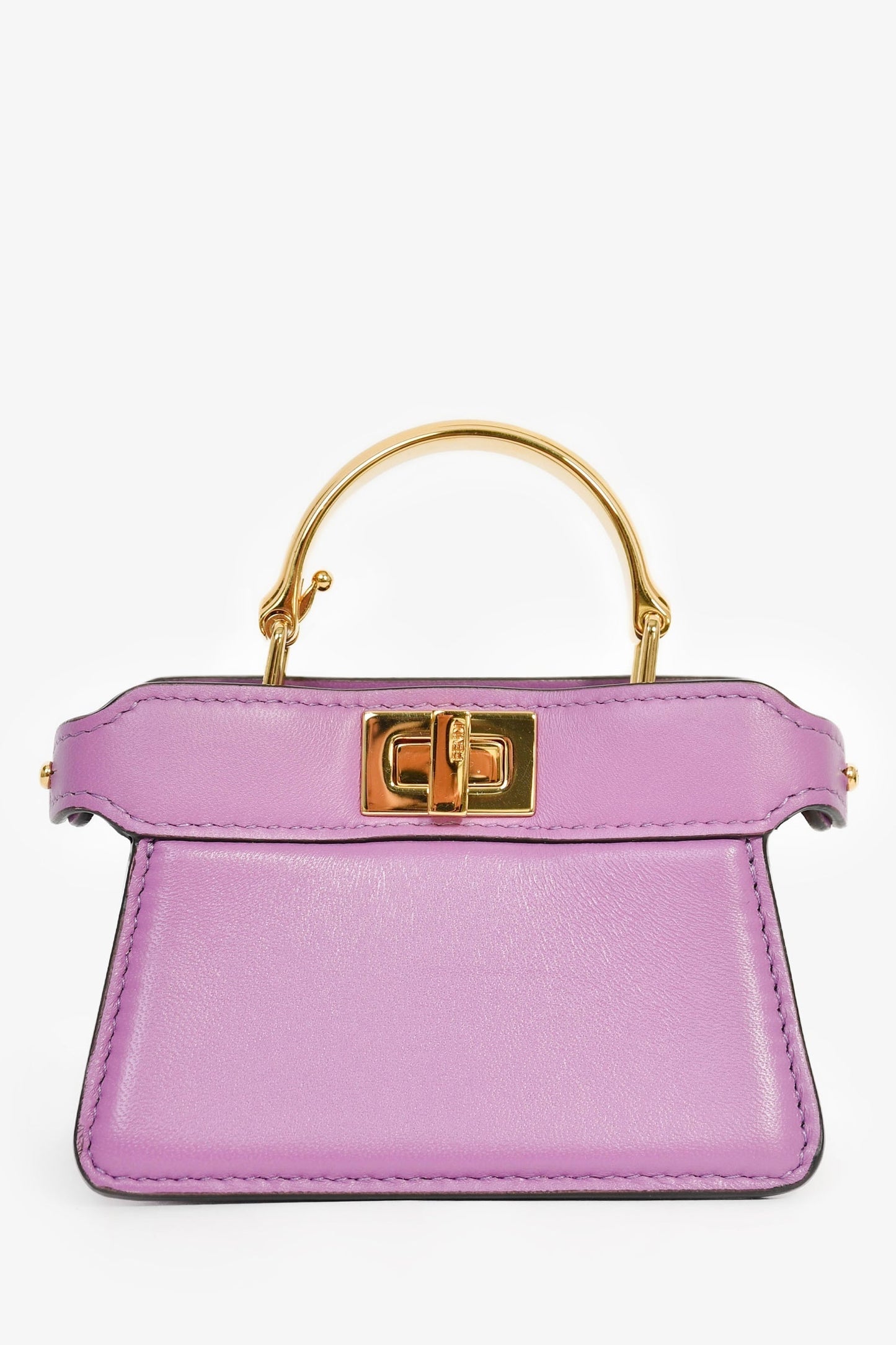 Fendi Handbag Lamb Nano Peekaboo Bag with Strap Leather Purple Top Handle