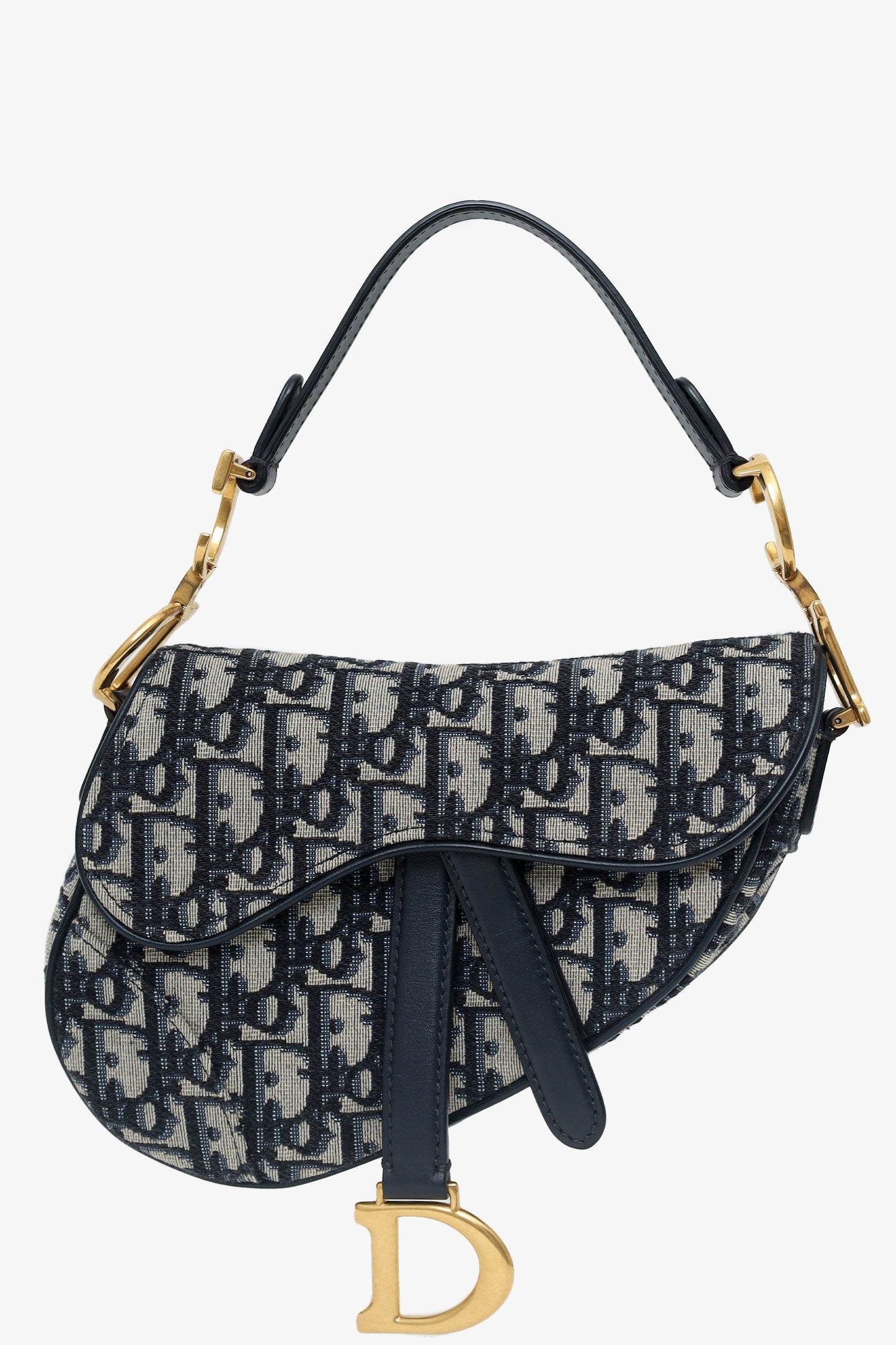Dior Bag Christian Oblique Jacquard Saddle Bag With Strap Blue Mini Mini Bag