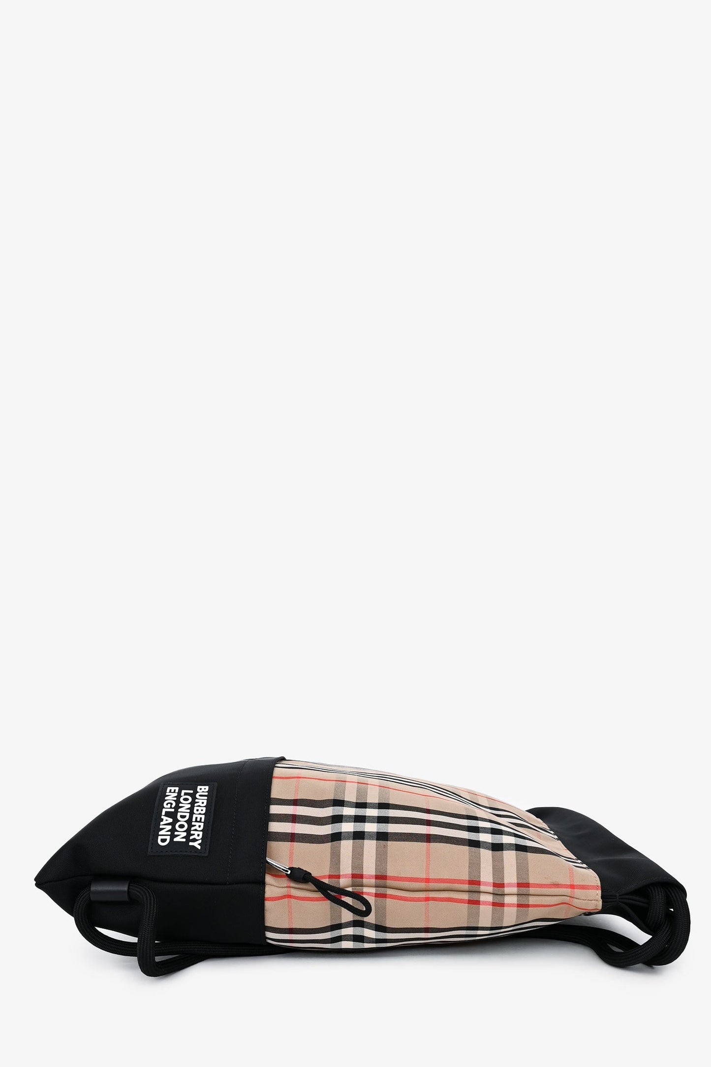 Burberry Check Drawstring Backpack Black