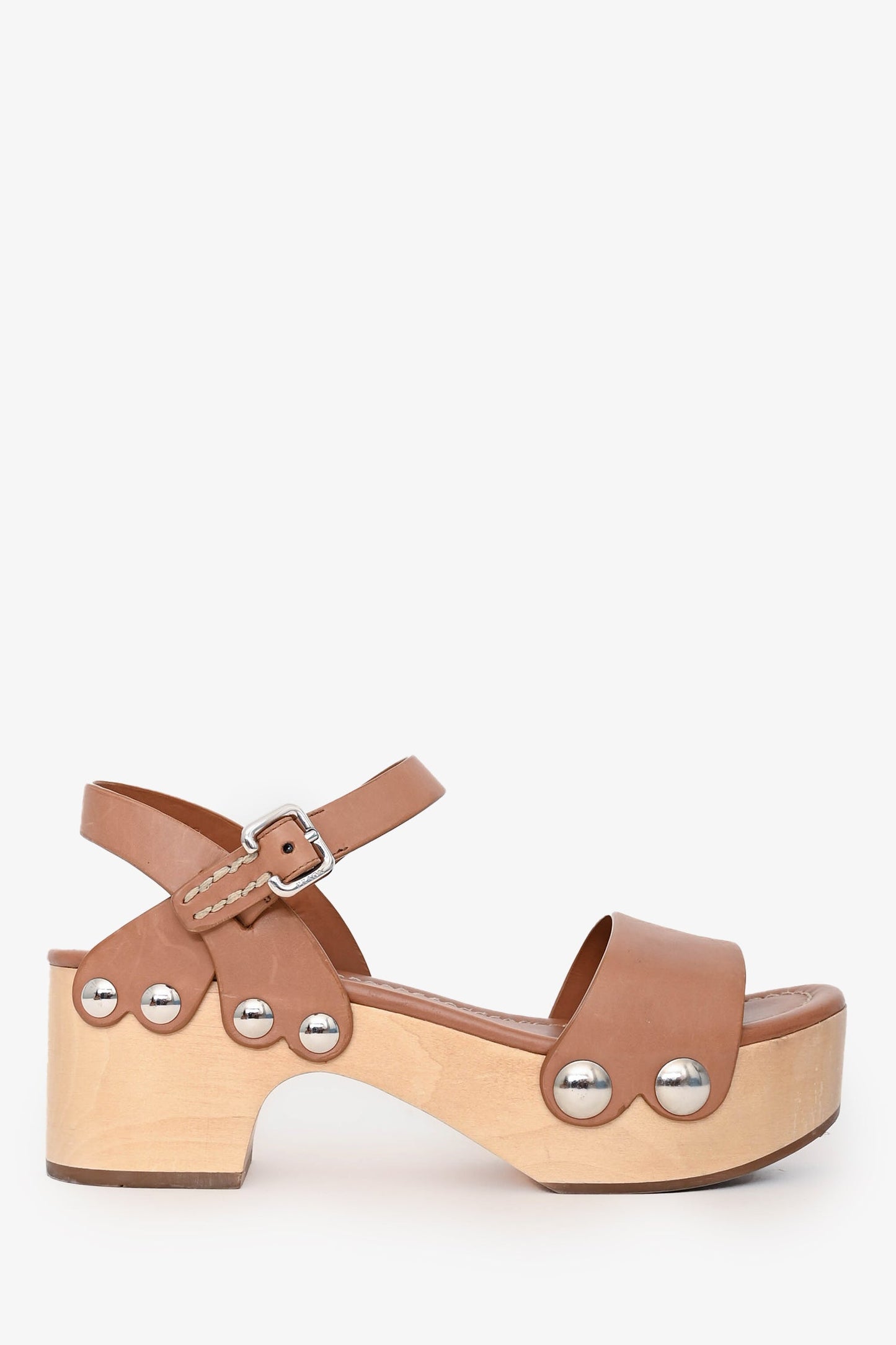 Prada Handbag Chunky Clogs Leather Beige