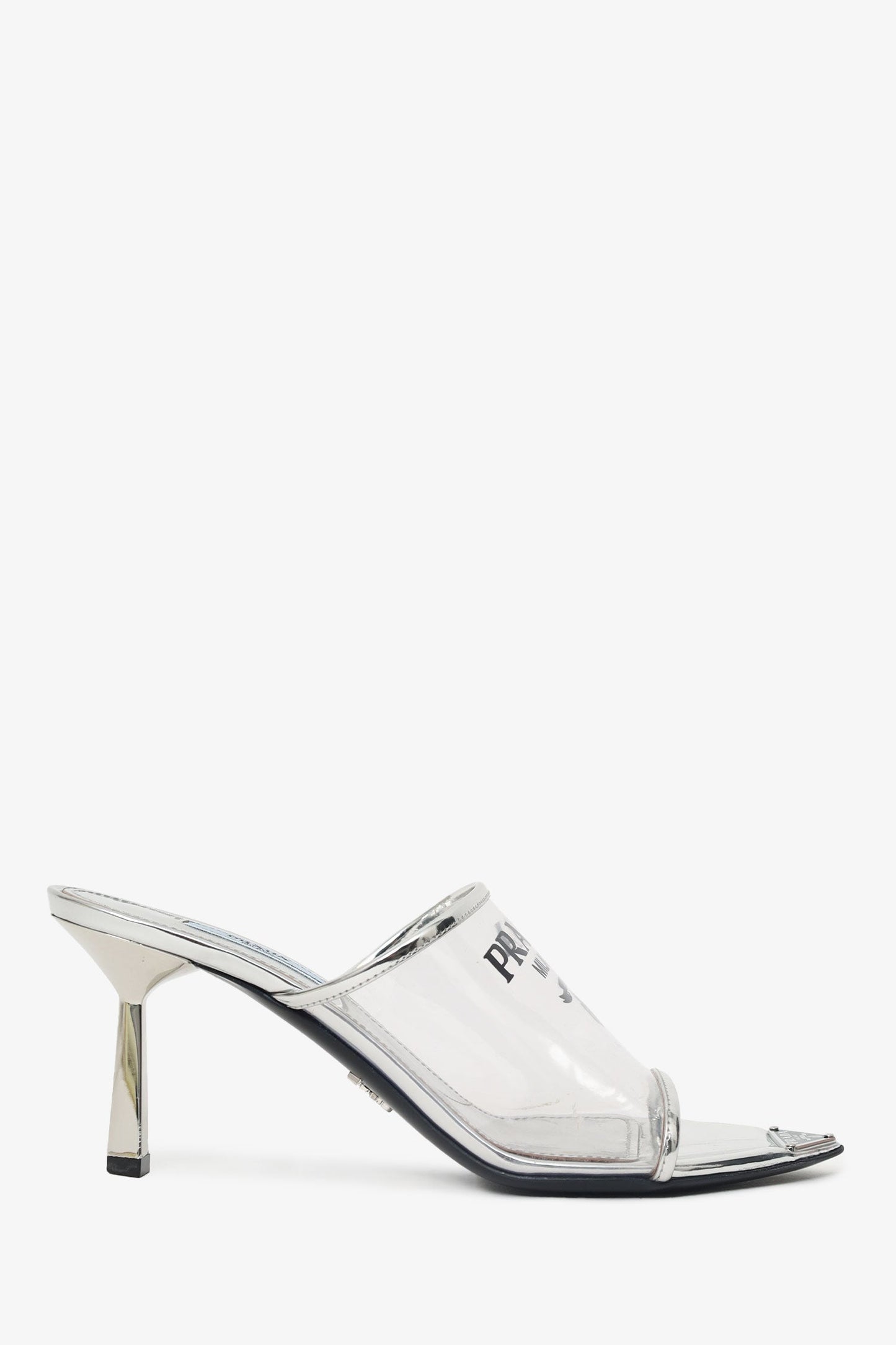 Prada Handbag Vinyl Mules Silver Logo Shoes