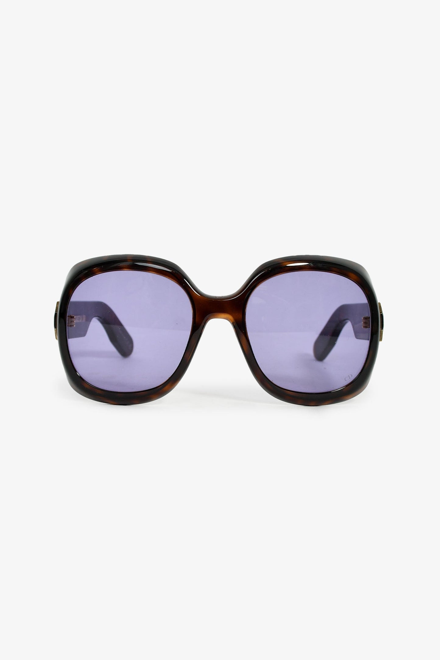 Dior Handbag Christian Tortoiseshell 'Lady' Oversized Sunglasses Brown