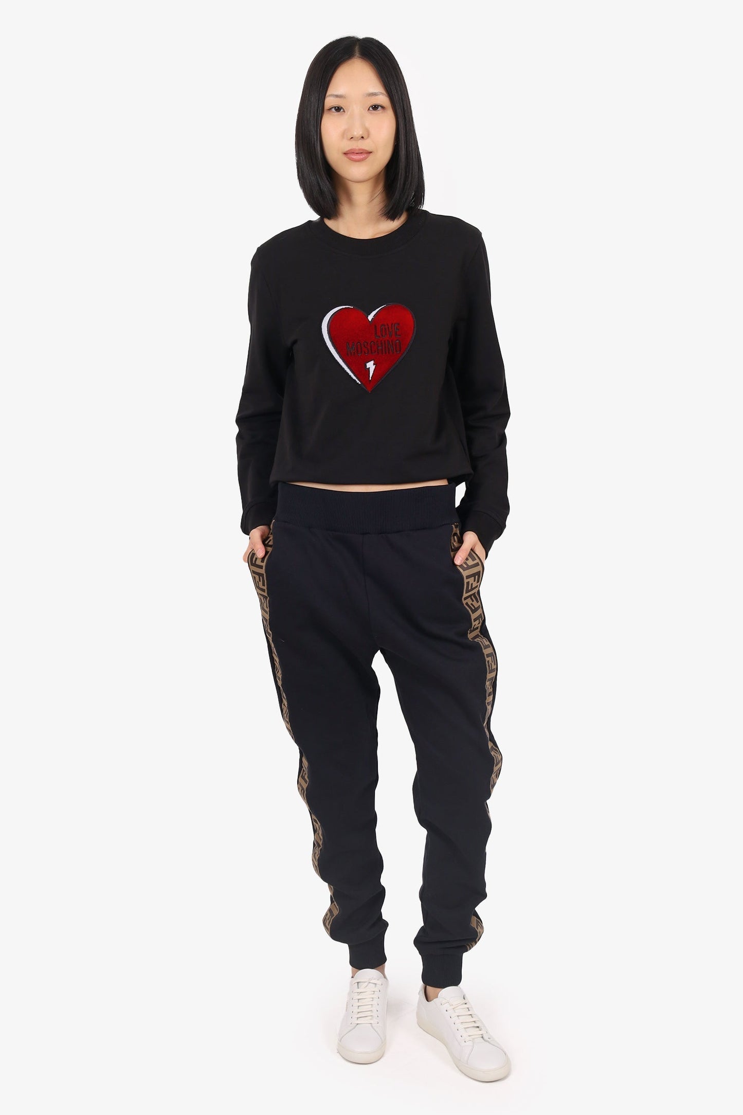 Fendi Handbag Zucca Side Track Pants Black Brown