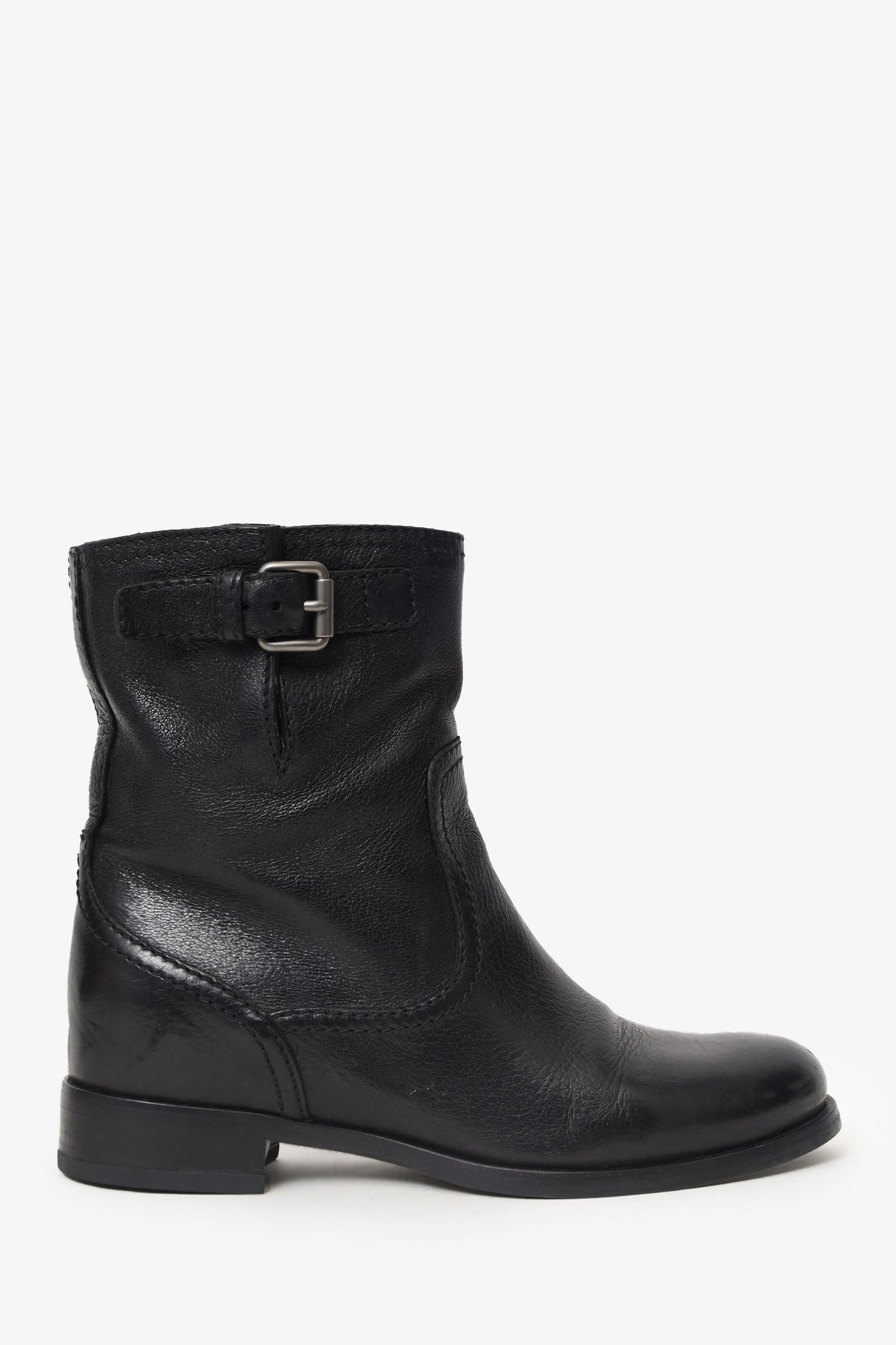 Prada Handbag Moto Boots Leather Black Shoes