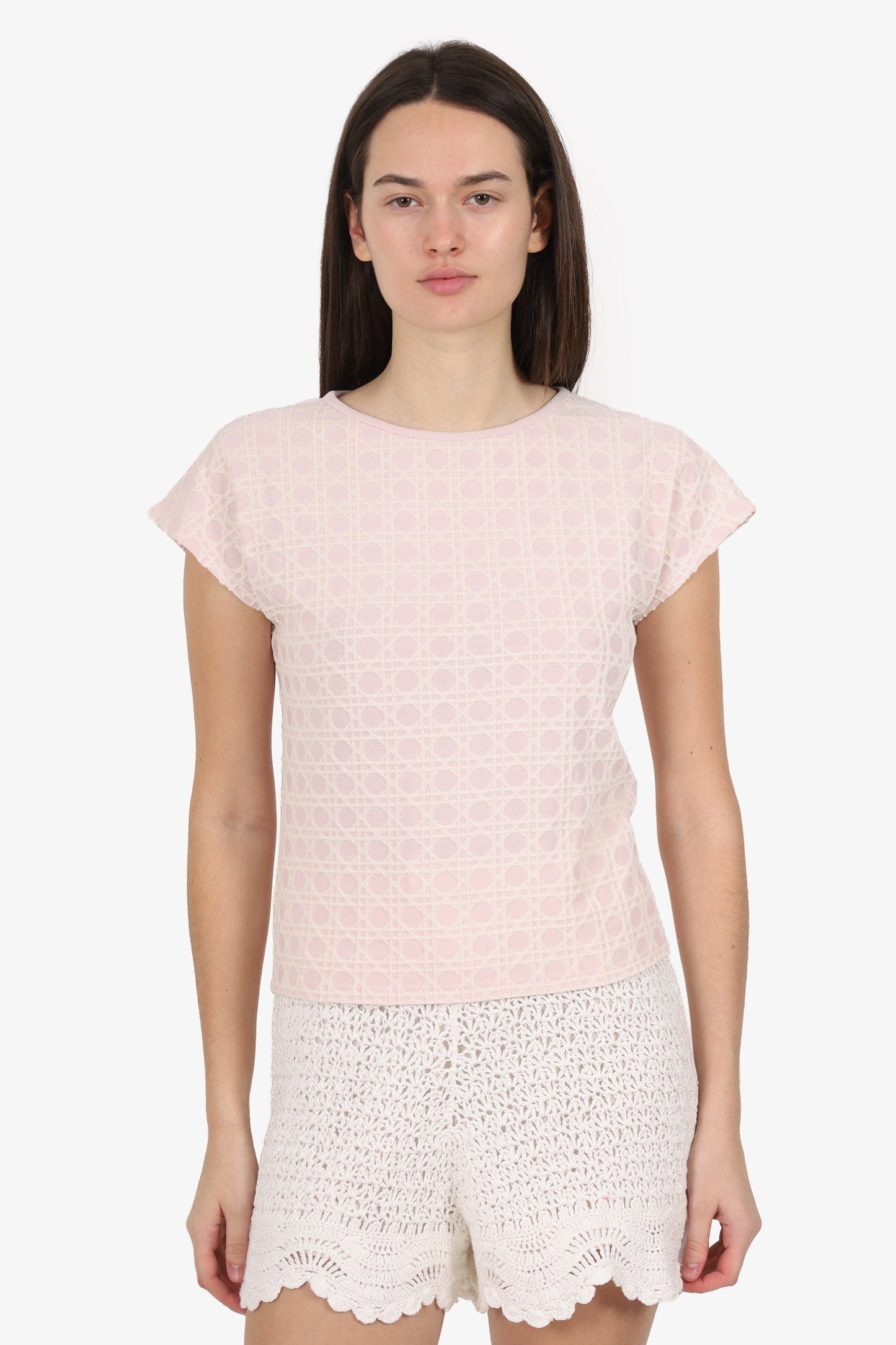 Dior Handbag Christian Velvet Cannage Short Sleeve Top Pink Micro