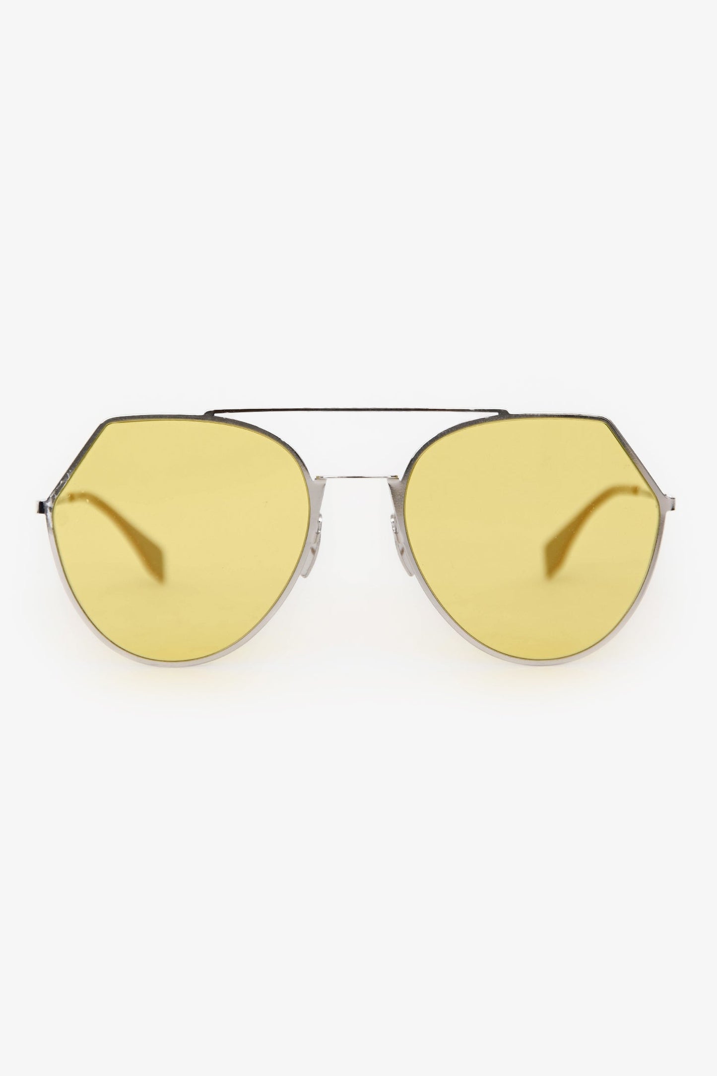 Fendi Handbag Tone Shade Sunglasses Metal Silver Yellow