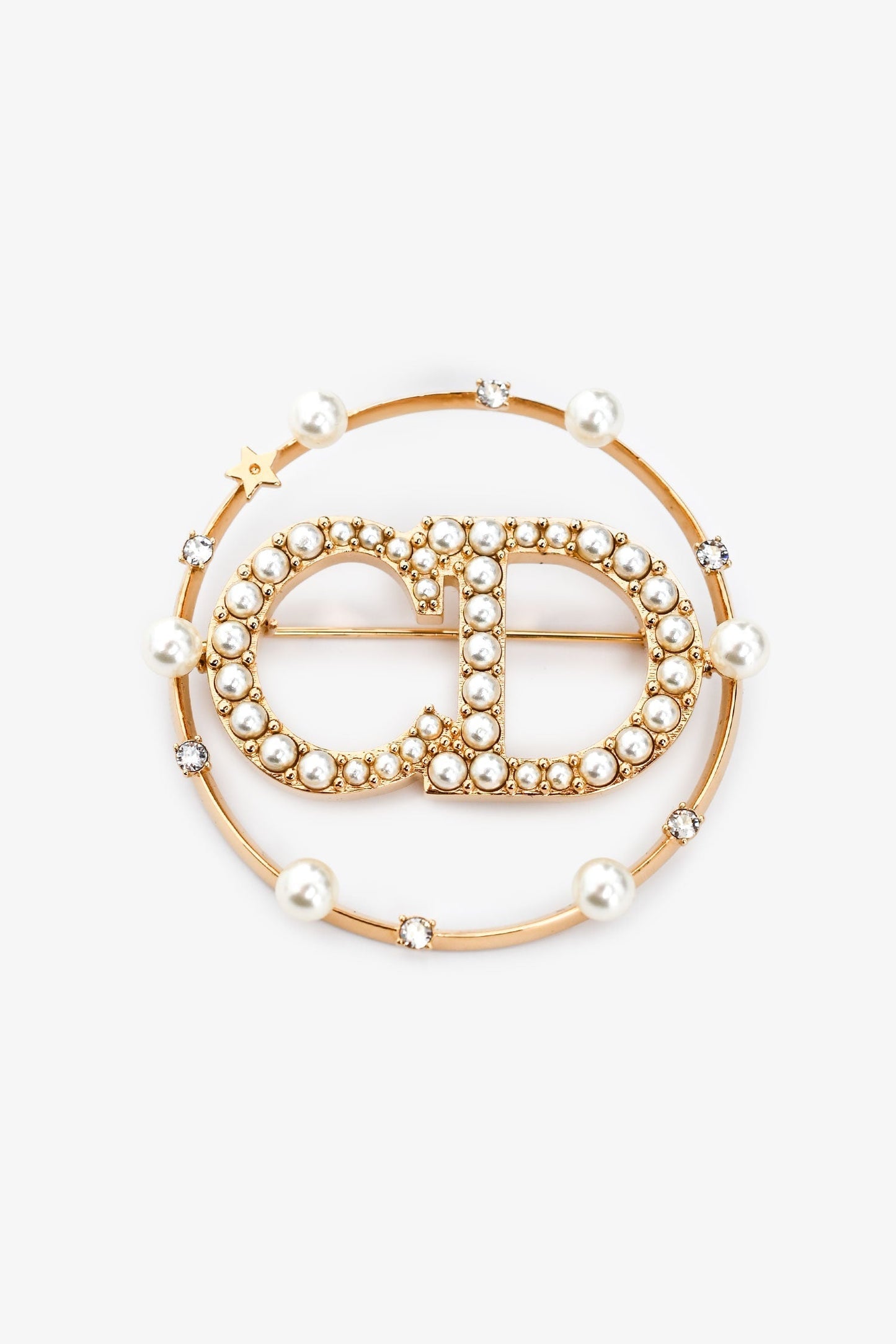 Dior Handbag Christian Tone Faux Pearl Crystal Claire D Gold