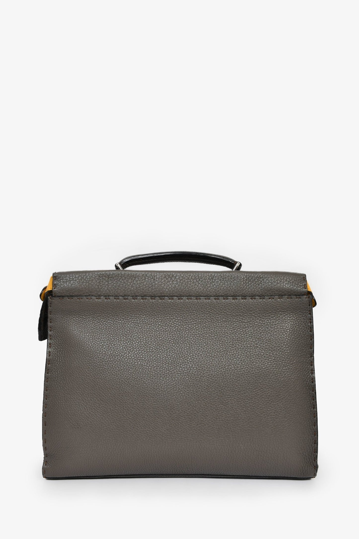 Fendi Handbag Taupe Selleria Peekaboo Briefcase Leather Large