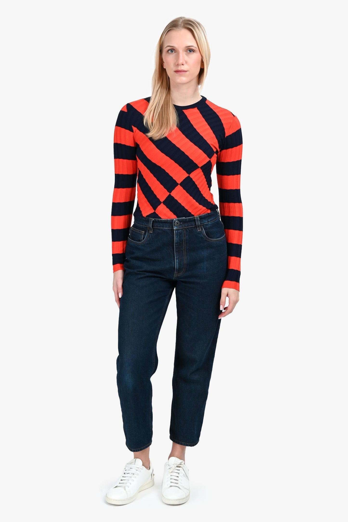 Prada Handbag Straight Leg Jeans Denim Blue