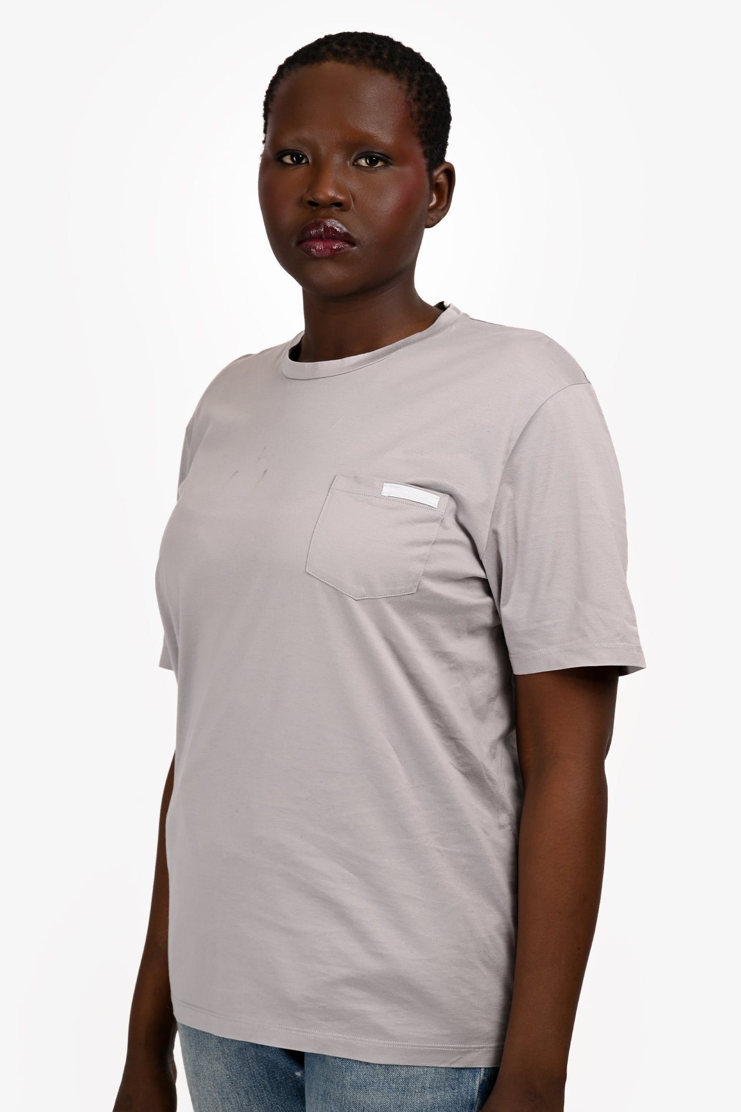 Prada Handbag Muted Front Pocket Short Sleeve Tee Purple