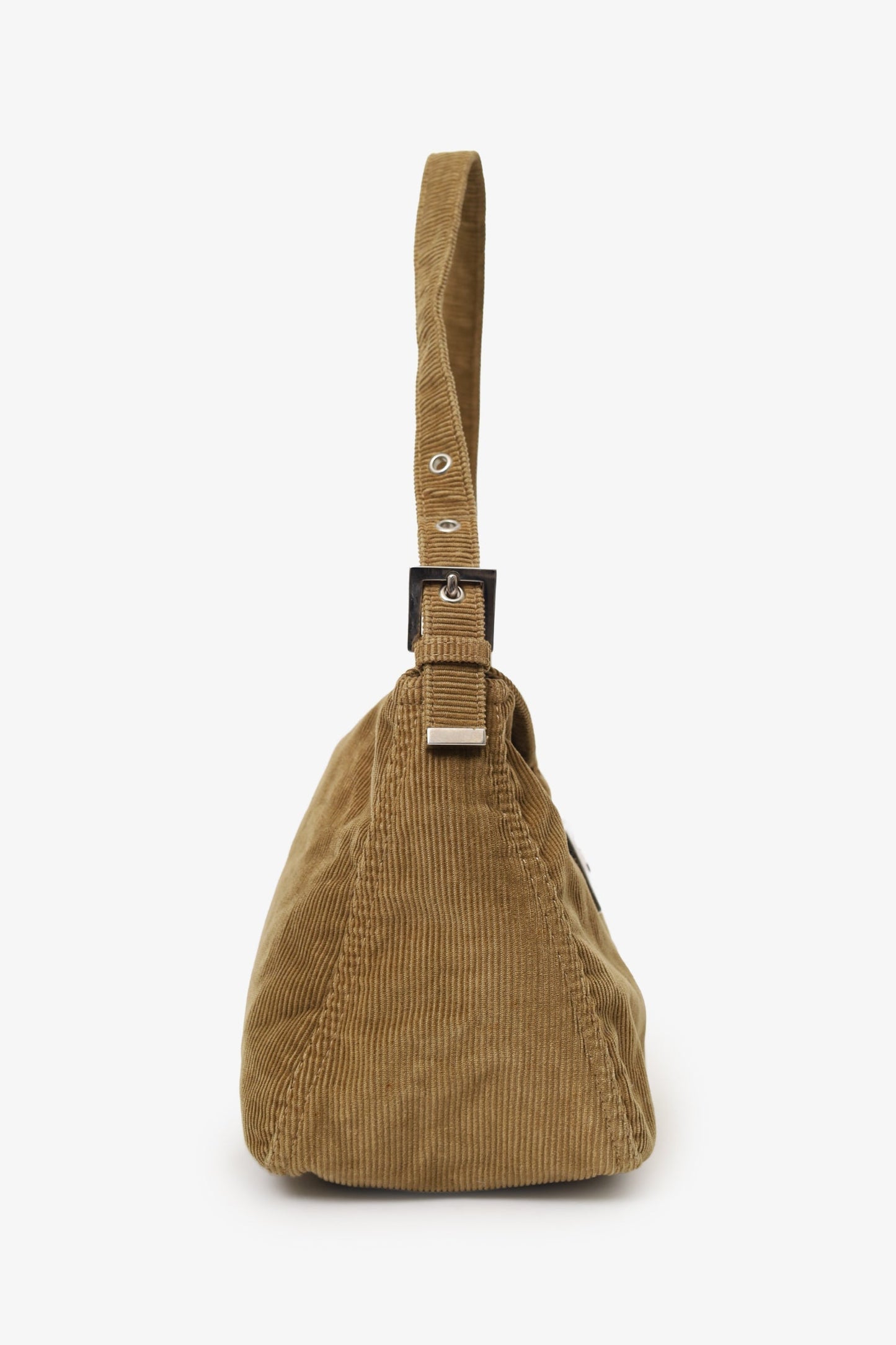 Fendi Corduroy Double Baguette Shoulder Bag Brown Flap