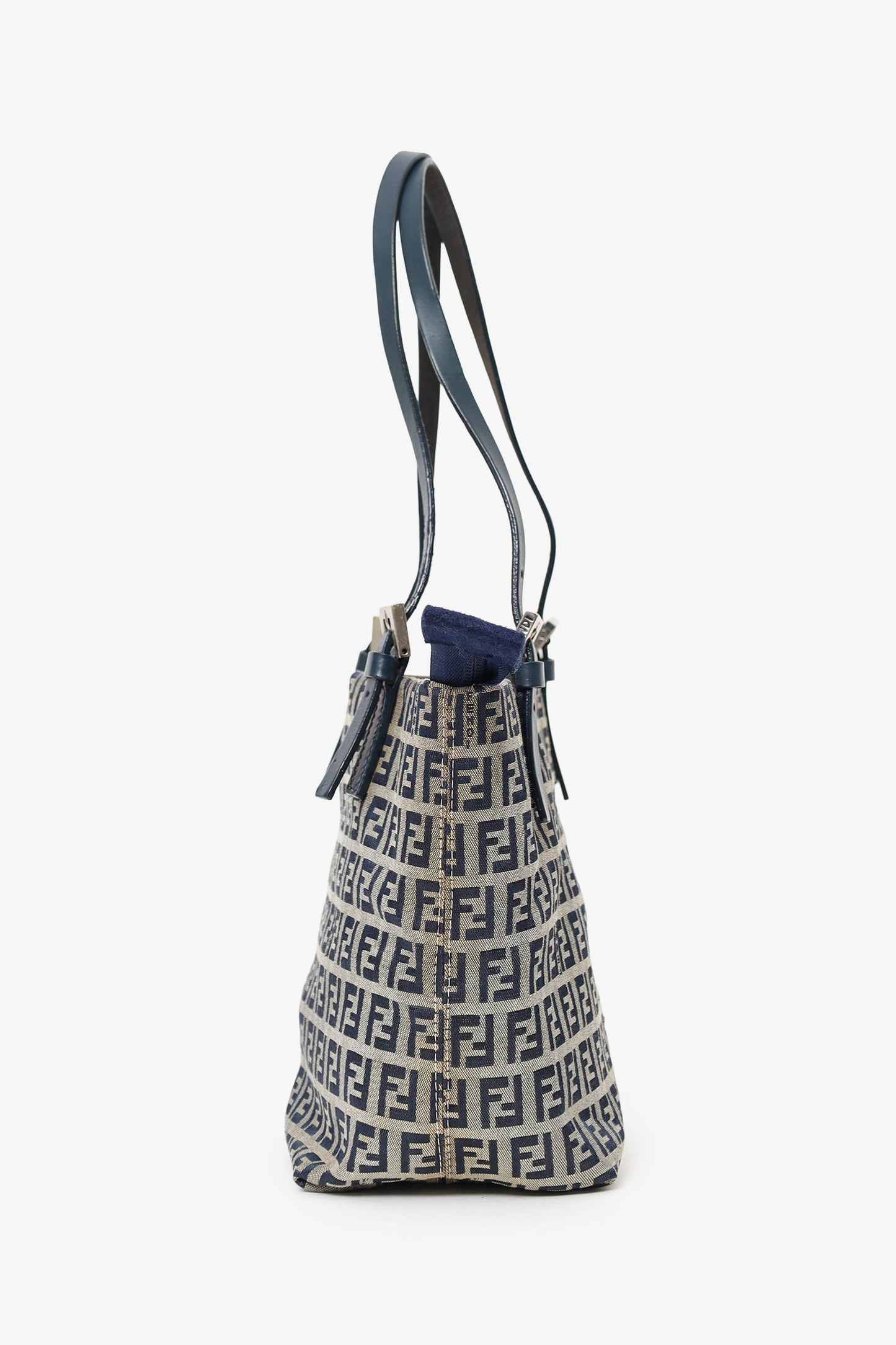 Fendi Grey Ff Zucca Bag Canvas Gray Navy Bucket Bag