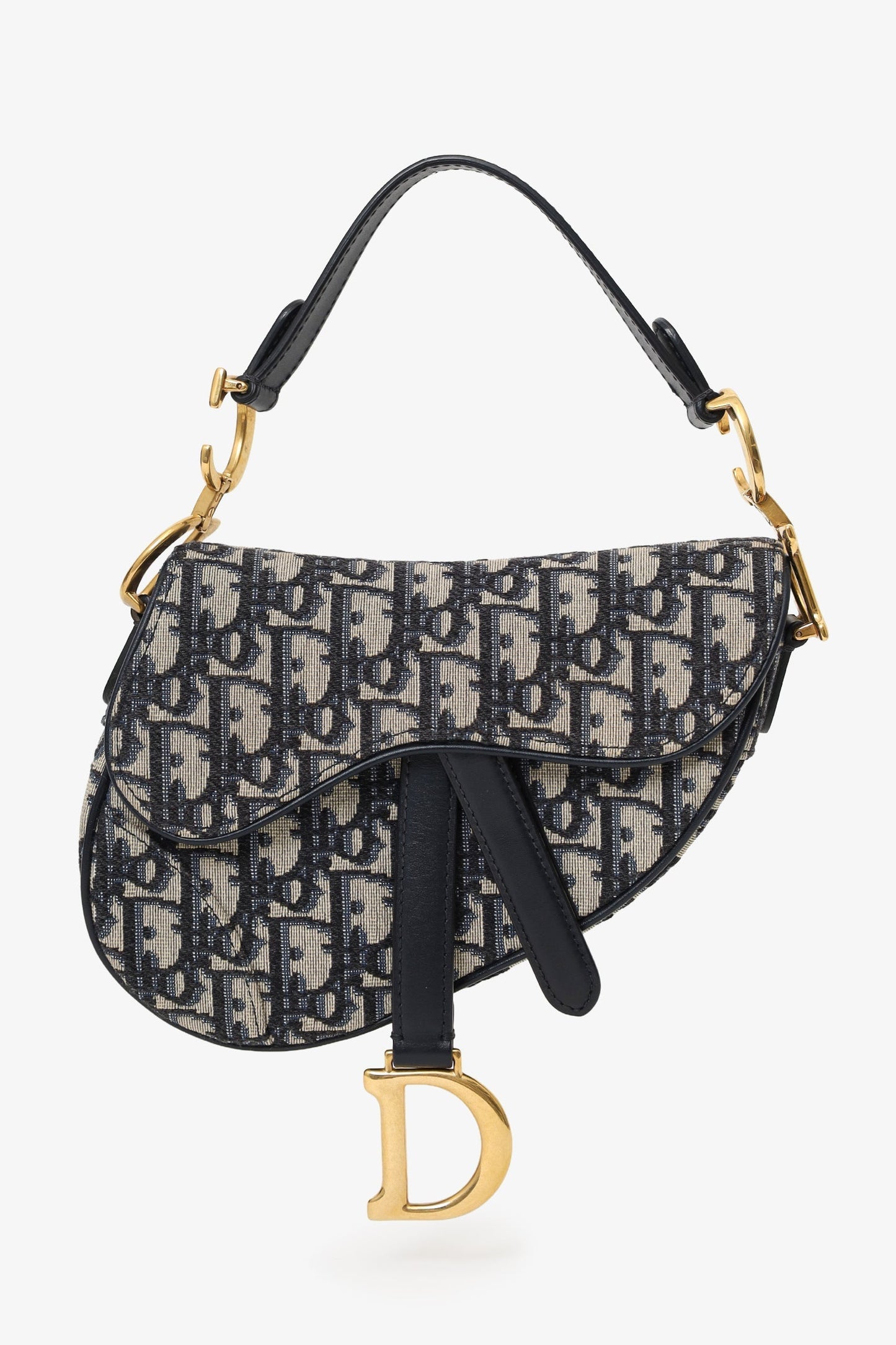 Dior Shoulder Bag Christian Oblique Jacquard Saddle Bag Blue Mini
