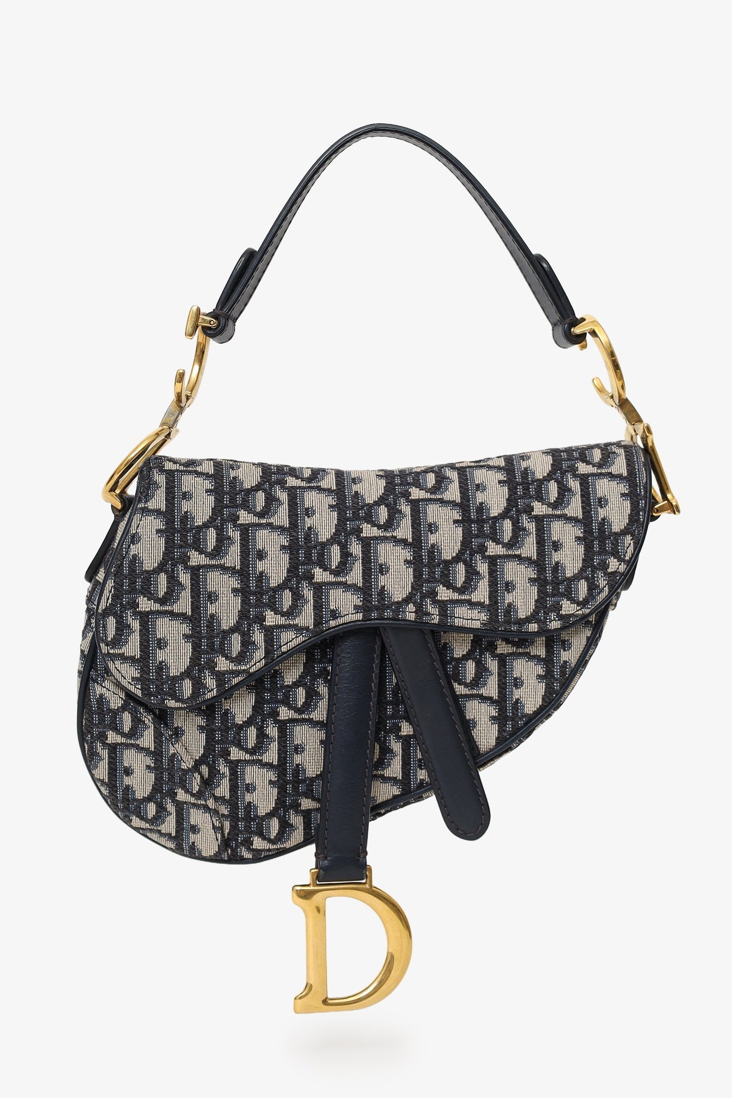 Dior Shoulder Bag Christian Oblique Jacquard Saddle Bag With Blue Mini
