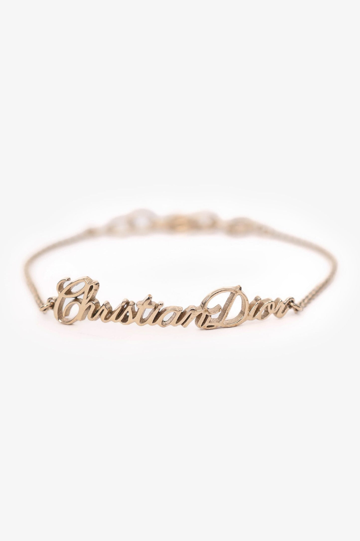 Dior Handbag Christian Tone Bracelet Gold Logo Jewelry
