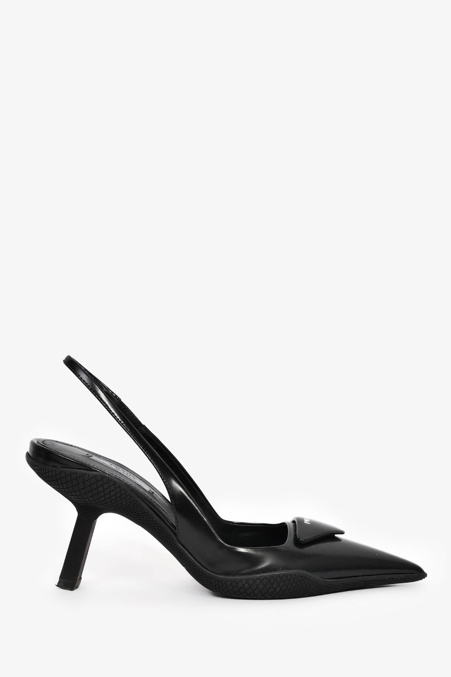 Prada Sling Bag -Plue Slingback Heels Leather Black Logo Shoes