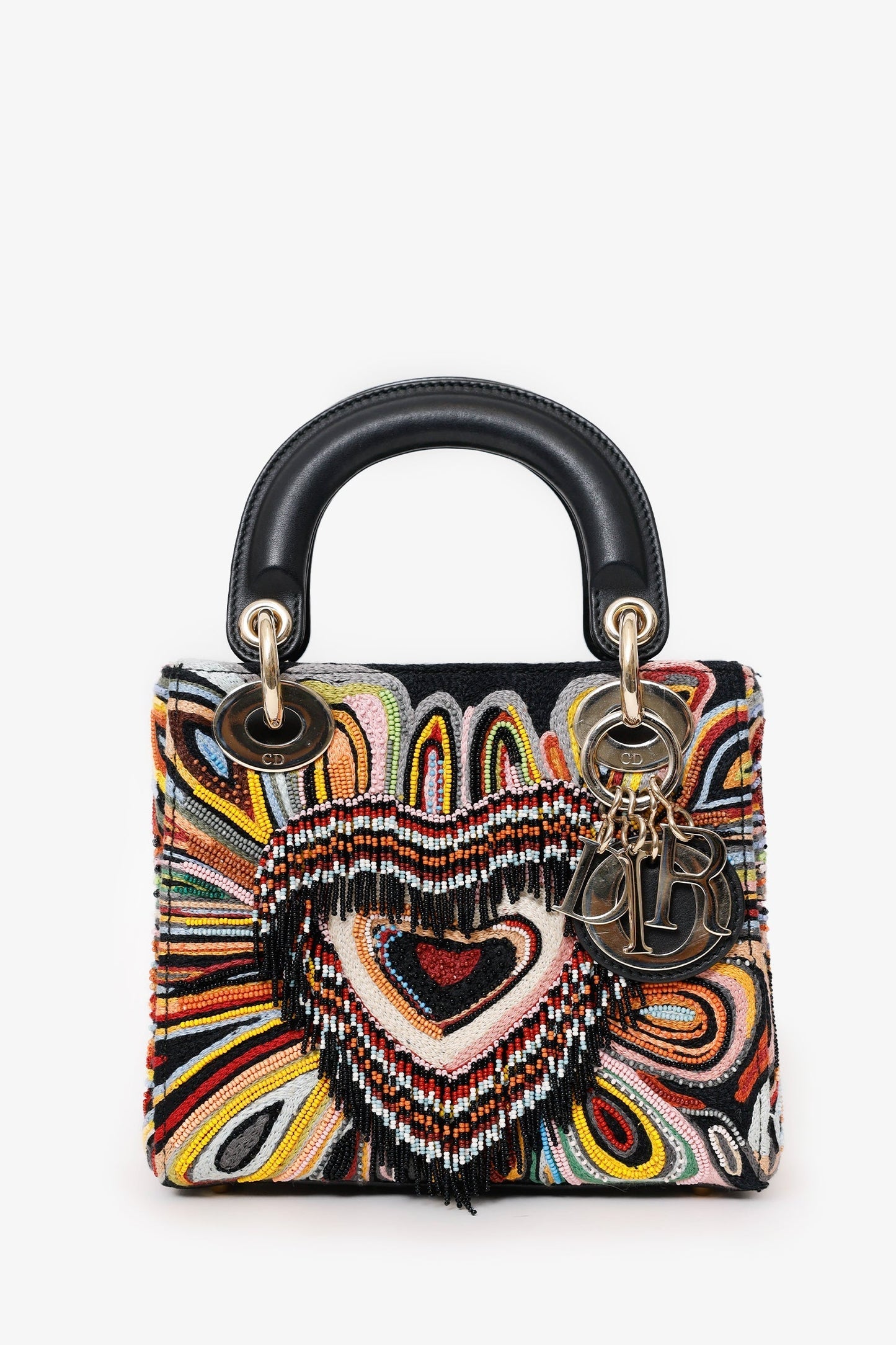 Dior Bag Christian Limited Edition Beaded Lady Bag Black Mini Embroidered Mini Bag