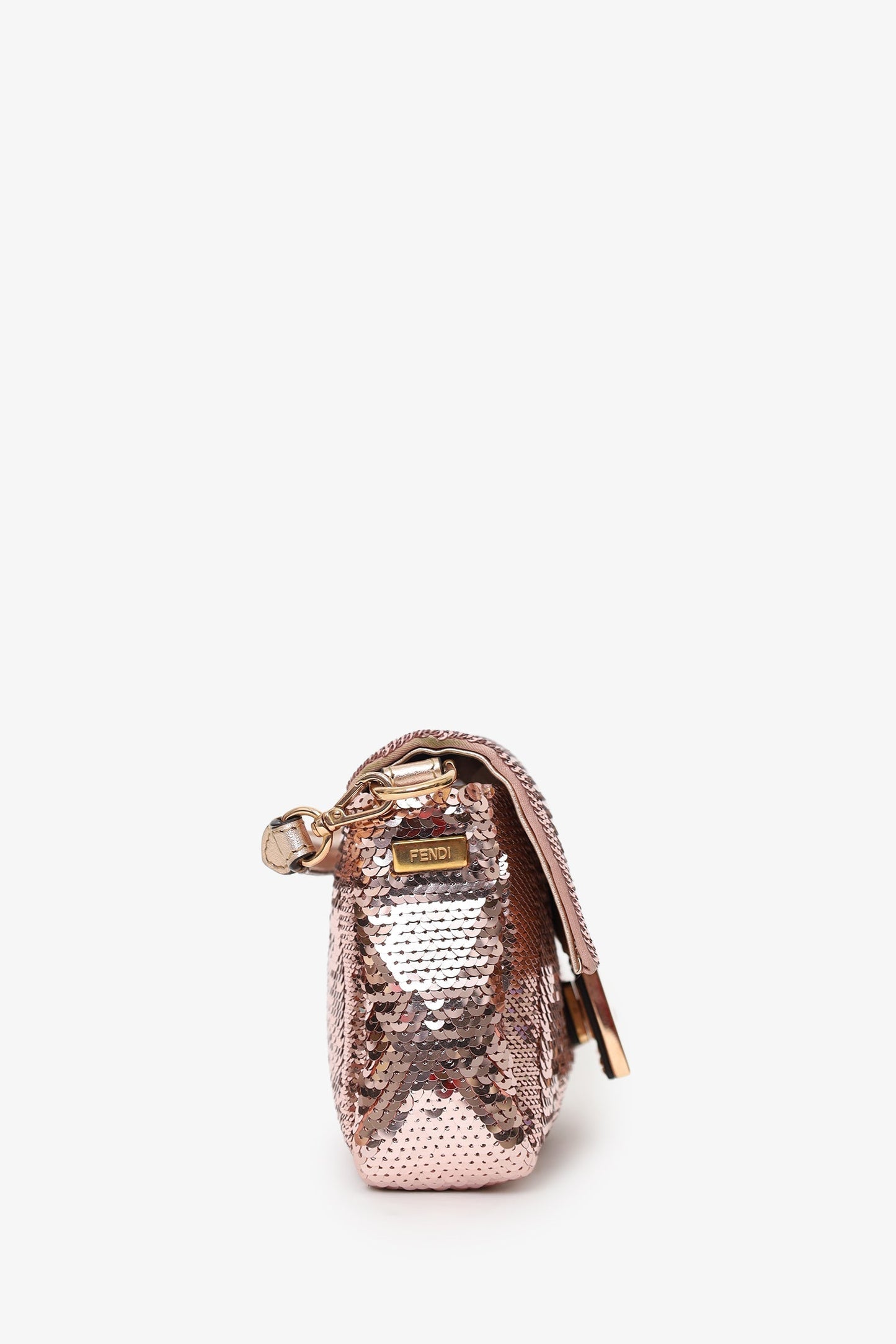 Fendi Sequin Ff Baguette Bag With Strap Pink Mini Shoulder Bag