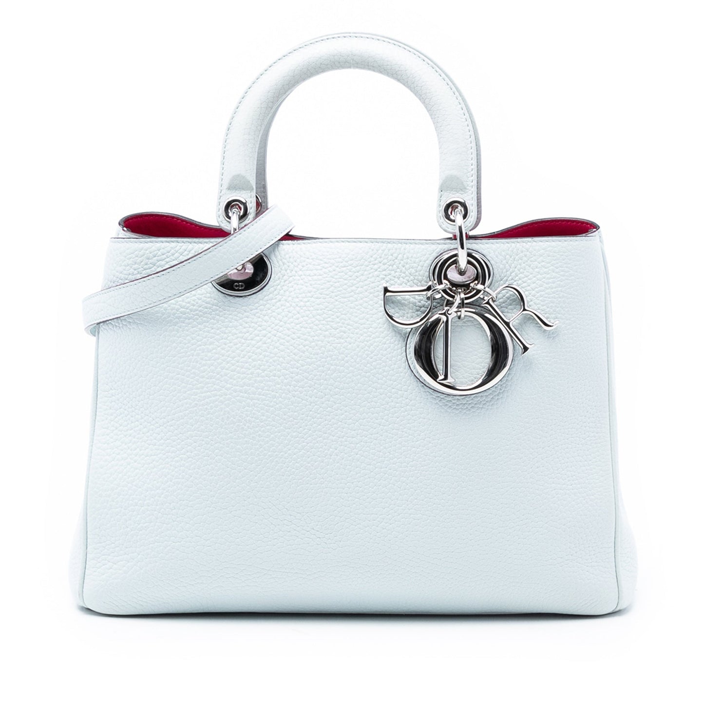 Dior Handbag issimo Satchel Leather Blue Medium Satchel Bag