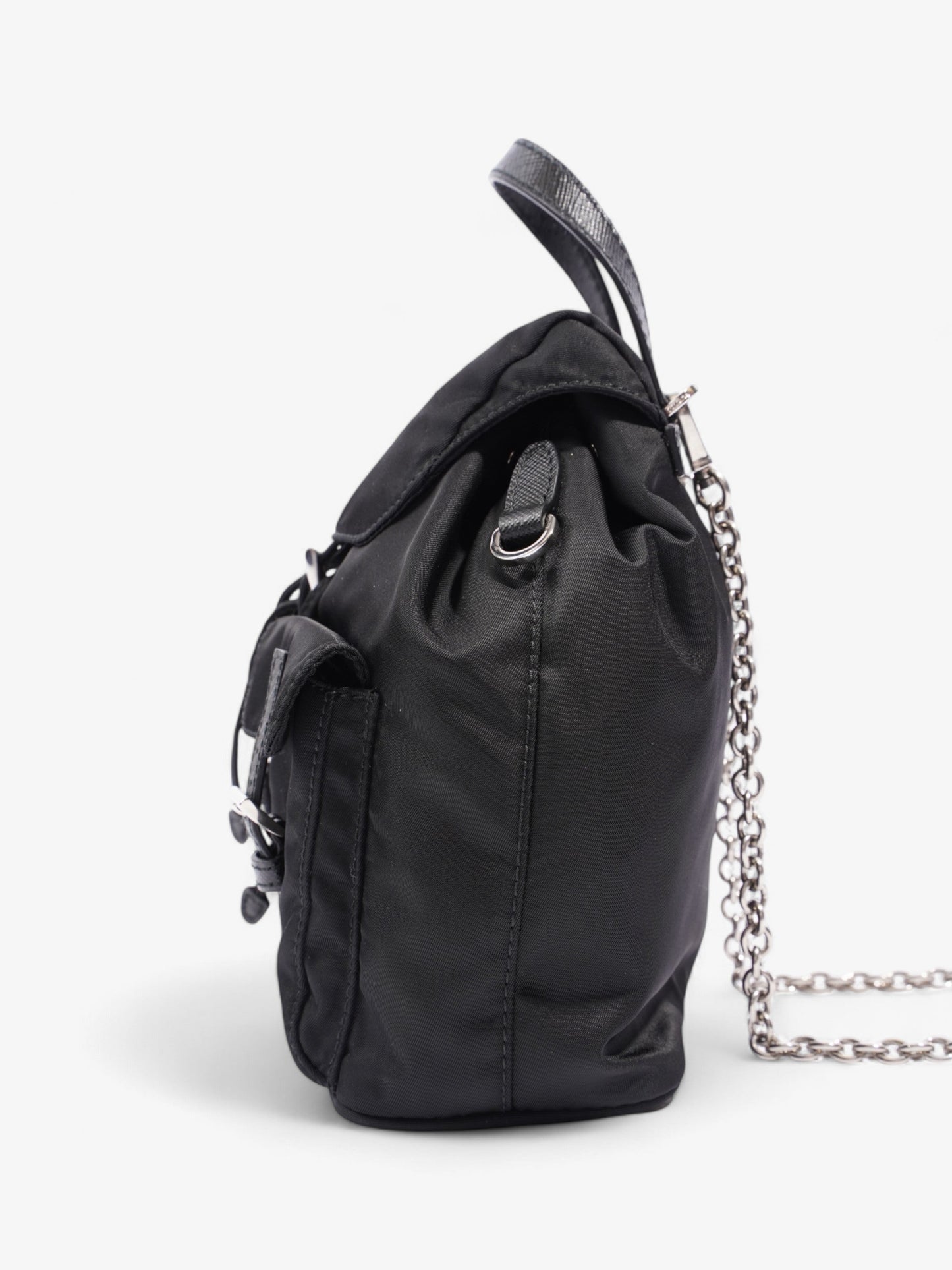 Prada Vela Backpack Nylon Black Mini Crossbody Bag