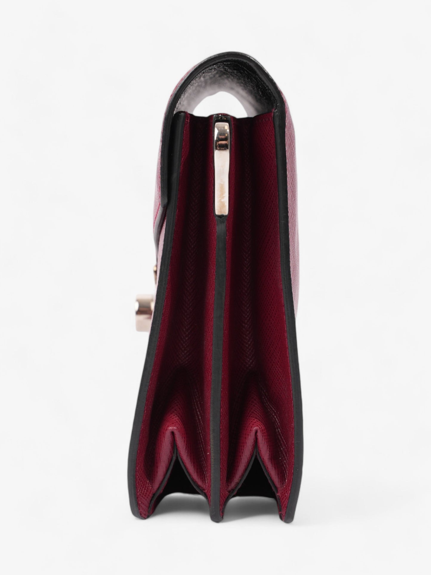 Prada Sound Two Way Bag Burgundy Leather Saffiano Crossbody Bag