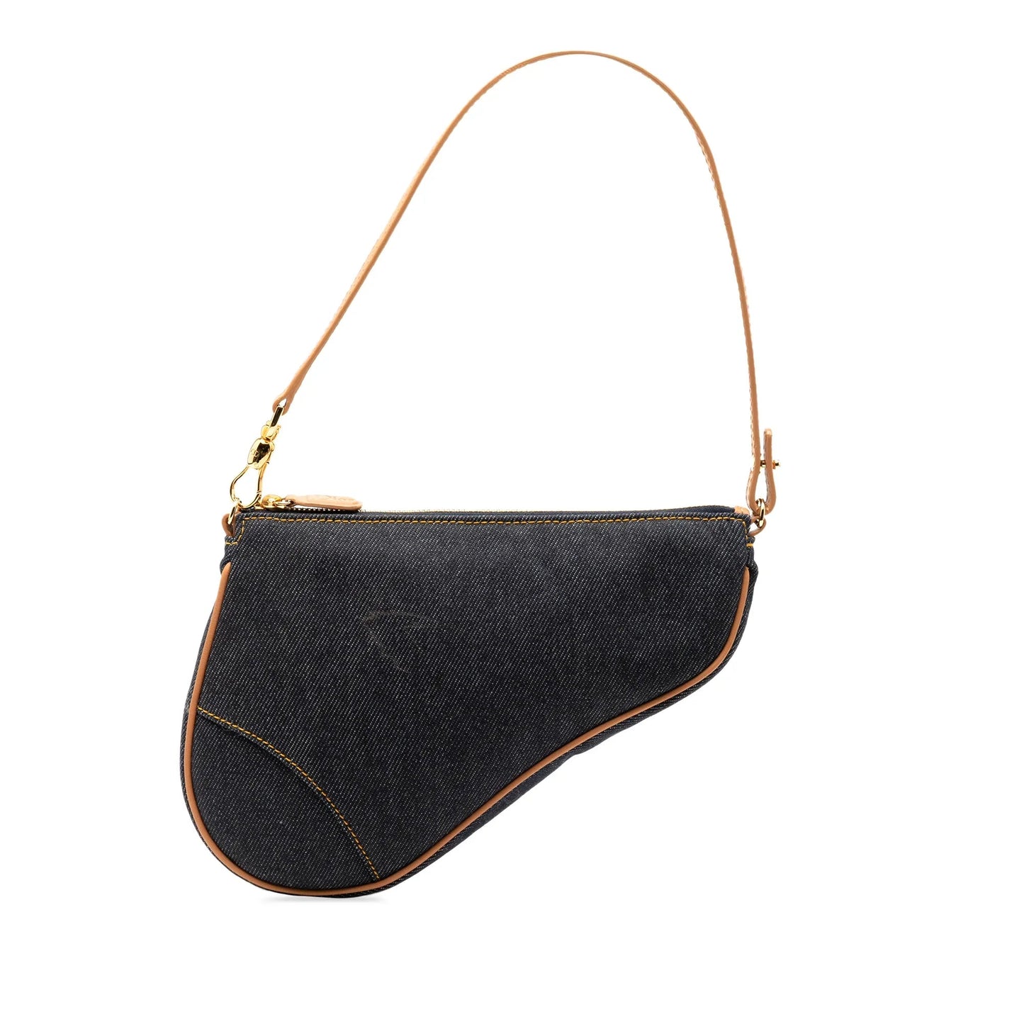 Dior Handbag Saddle Pochette Shoulder Bag Denim Blue Mini