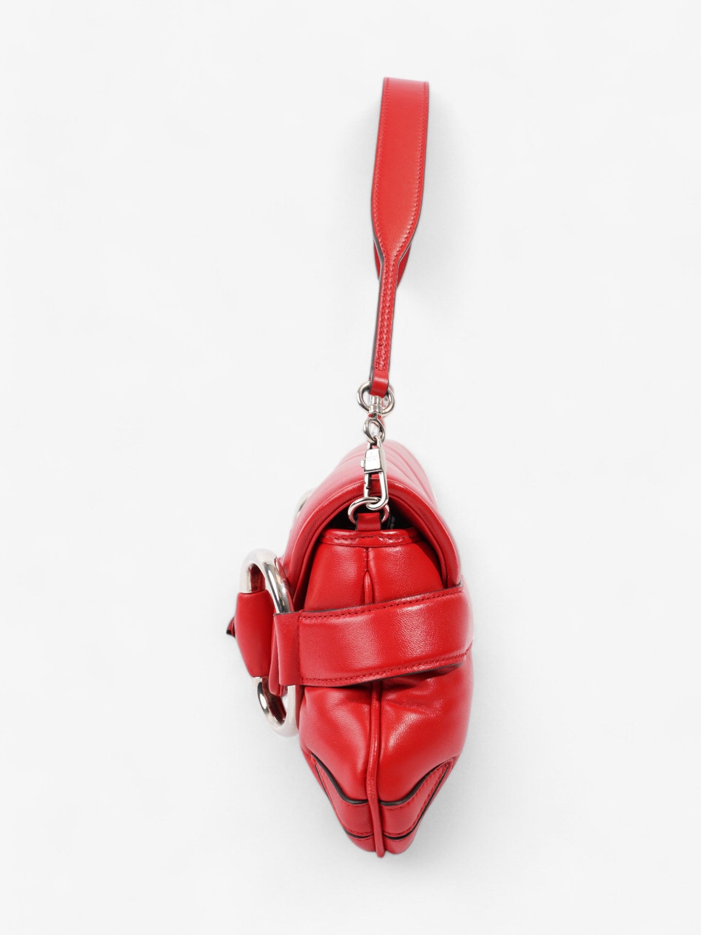 Gucci Maxi Horsebit Chain Shoulder Bag Nappa Leather Red