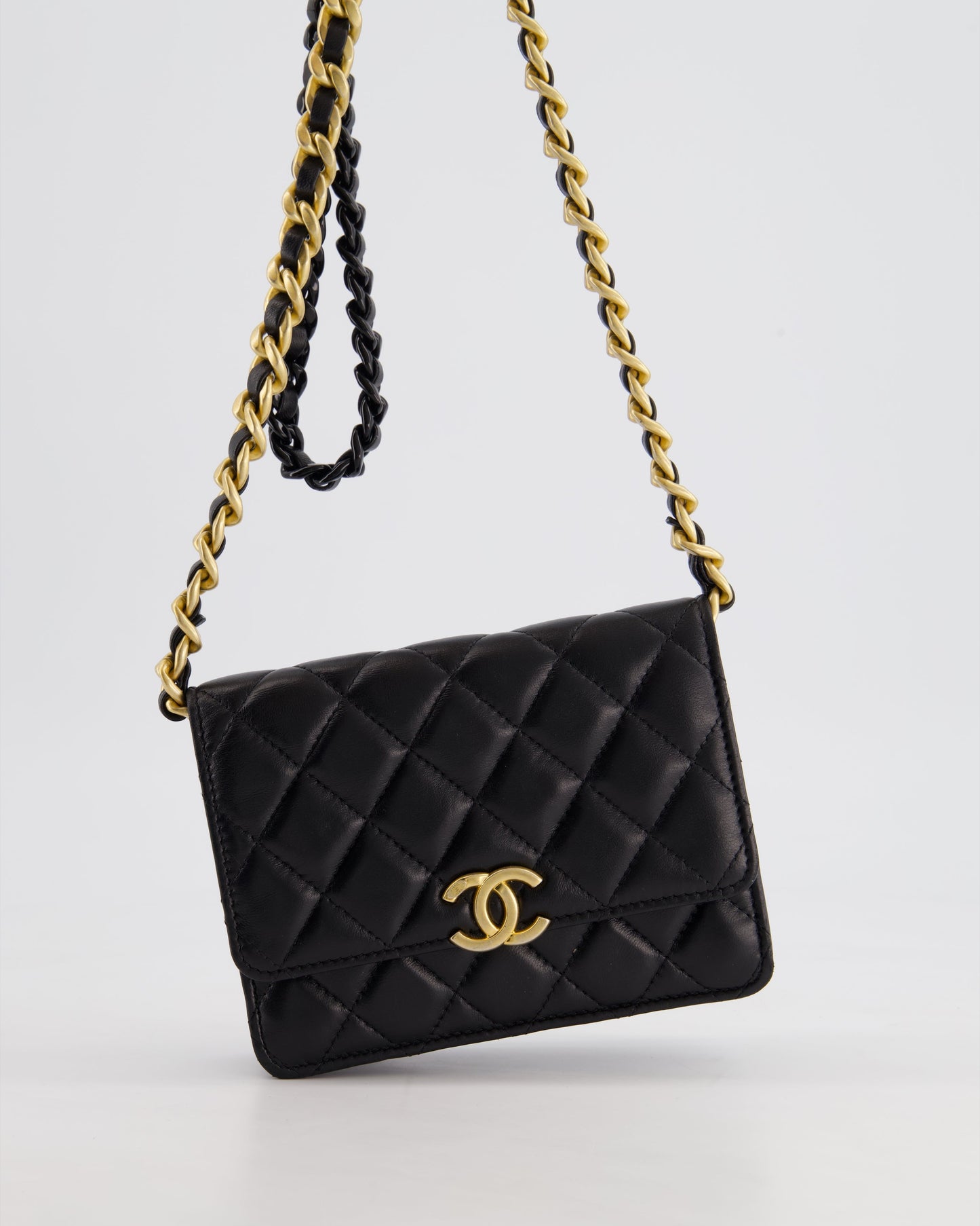 Chanel *HOT* Black Mini Seasonal Flap Bag In Lambskin Leather with Gold & Black Hardware