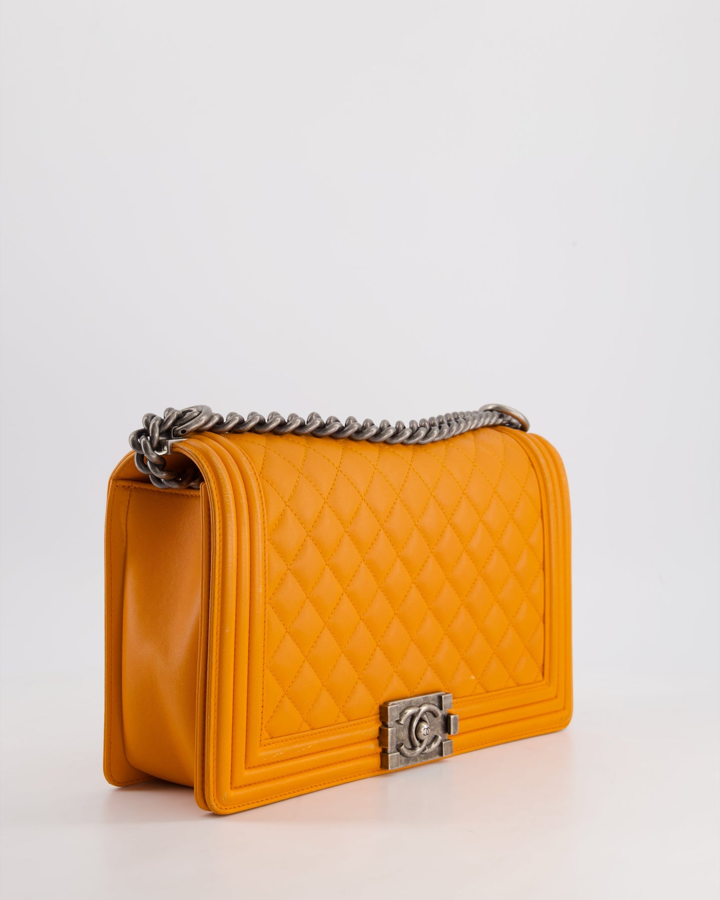 Chanel Orange Medium Boy in Lambskin Leather with Ruthenium Hardware Accessory