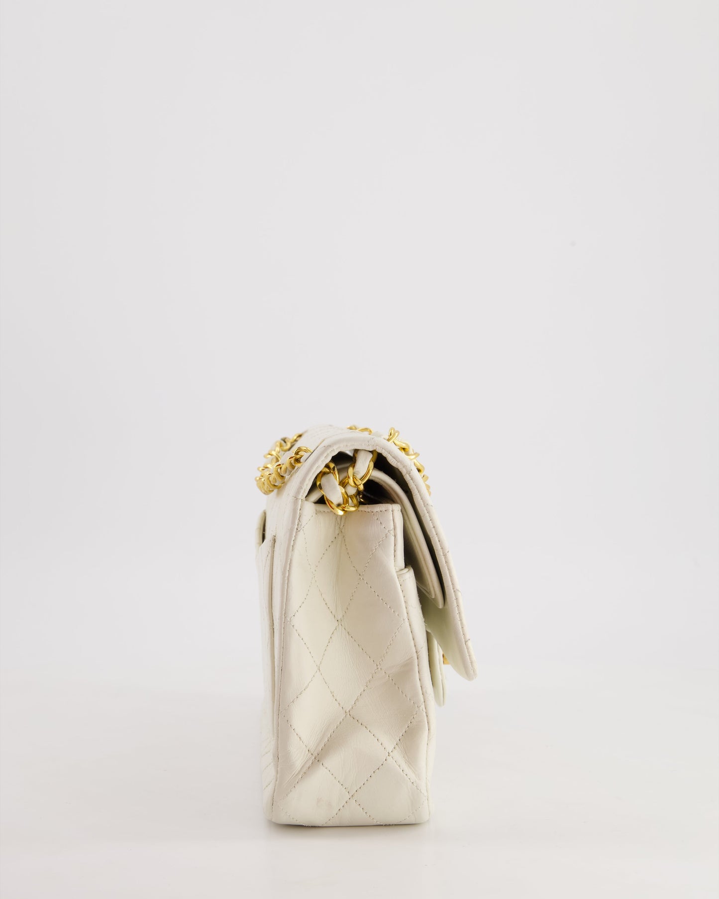 Chanel *FIRE * White Medium Classic Double Flap Bag in Lambskin Leather with Gold Hardware