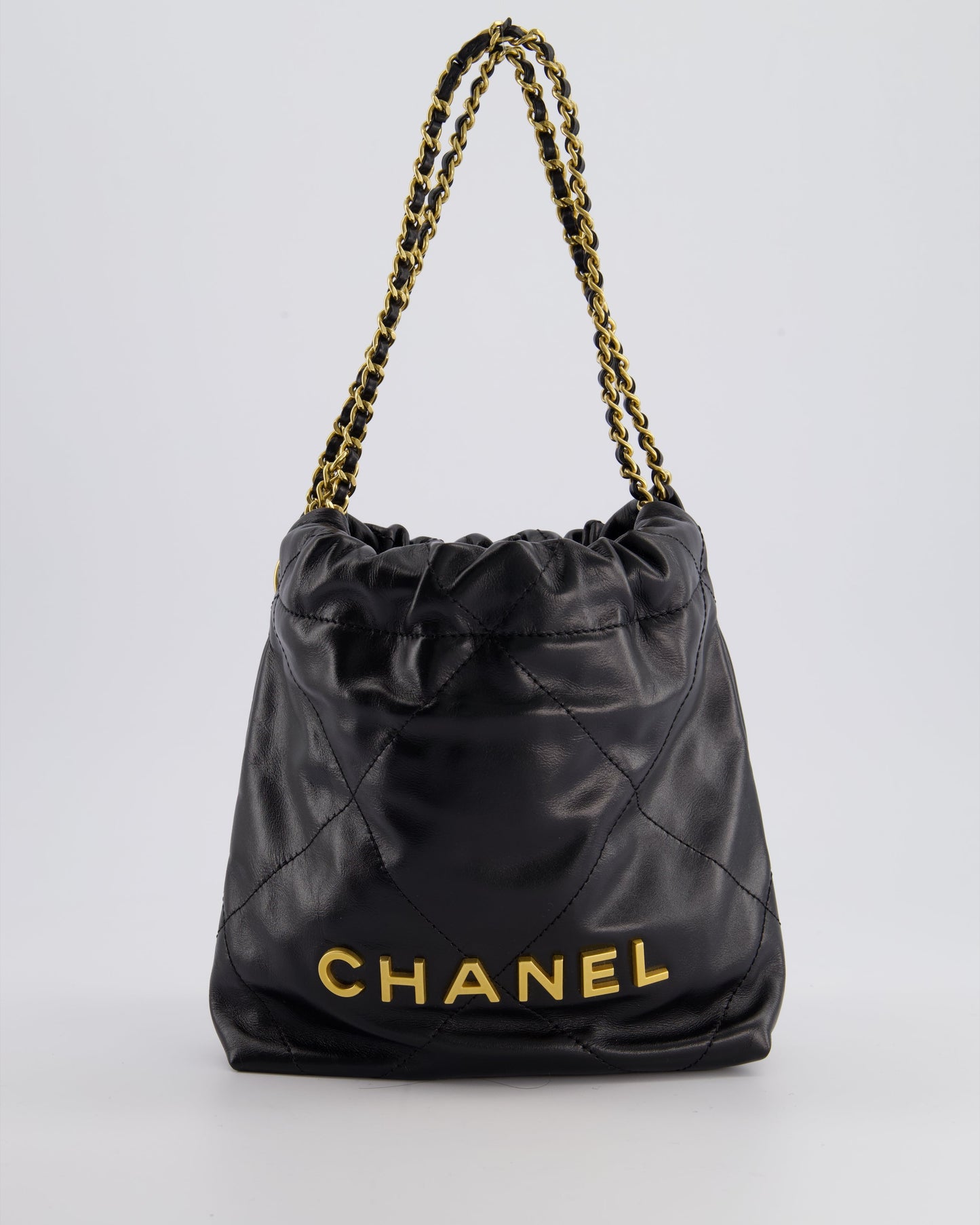 Chanel *RARE* Mini 22 in Black Shiny Calfskin with Gold Hardware Accessory