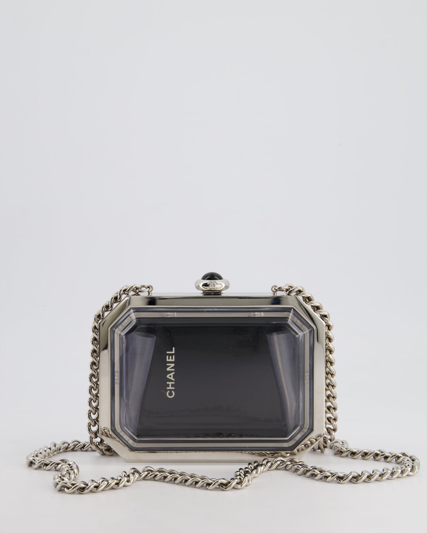 Chanel *Limited Edition* Silver, Black Minaudiere Plexiglass Clutch Bag