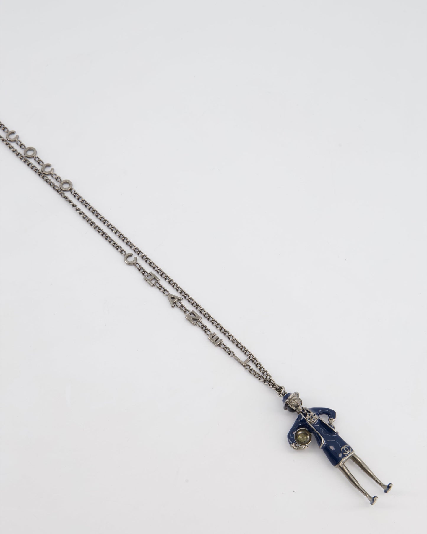 Chanel *HOT* Grey Mademoiselle Doll Charm Necklace with COCO & Chain Details