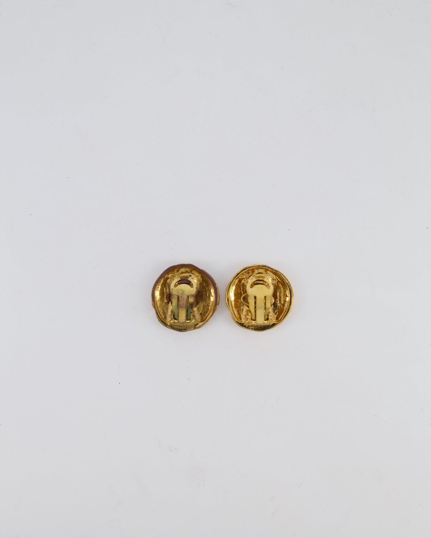 Chanel Shiny Gold Round Clip-On Earrings with Gold CC Logo Jewelry