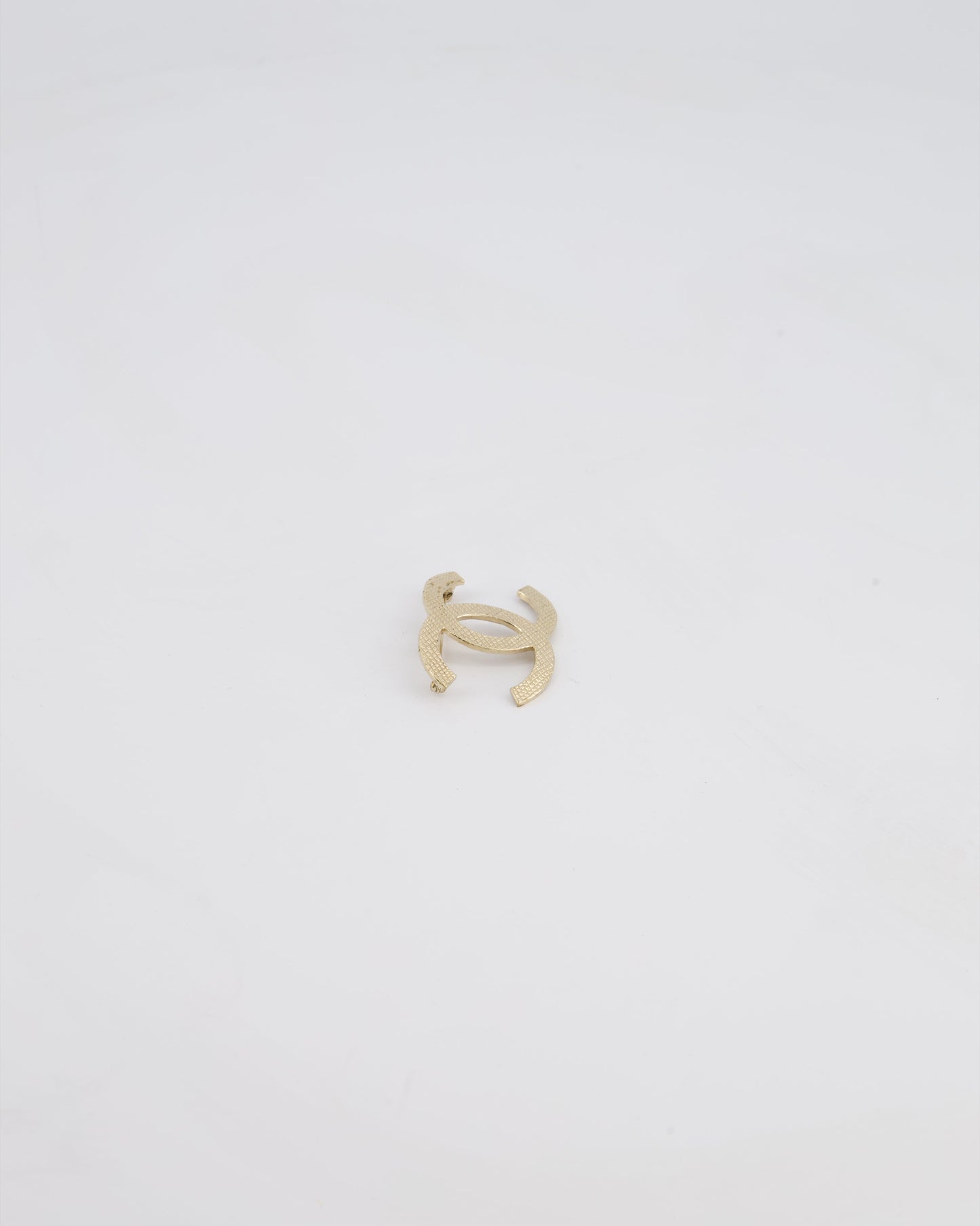 Chanel Champagne Gold CC Textured Brooch