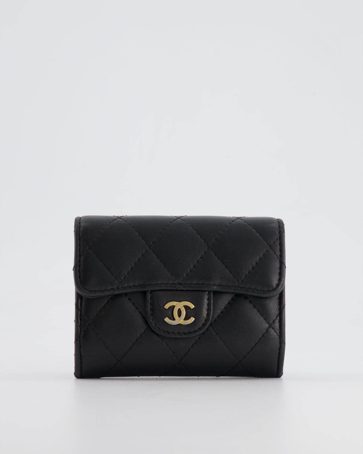 Chanel Black Coin Holder in Lambskin Leather with Champagne Gold CC Logo Accessory