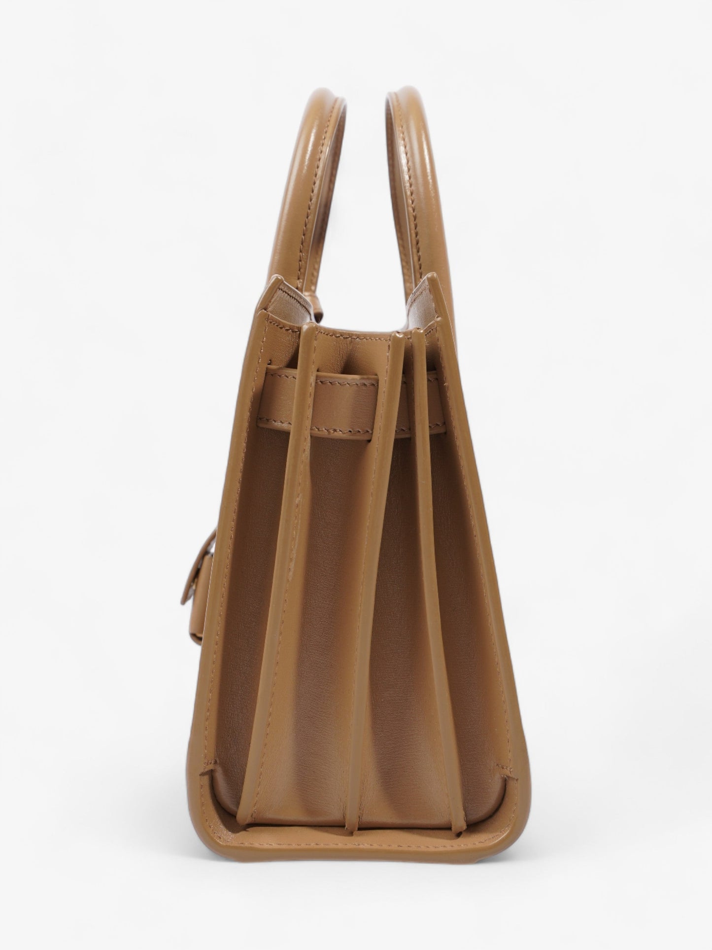 YSL Saint Laurent Sac De Jour Dark Calfskin Nano Handbag Leather Beige Travel Bag