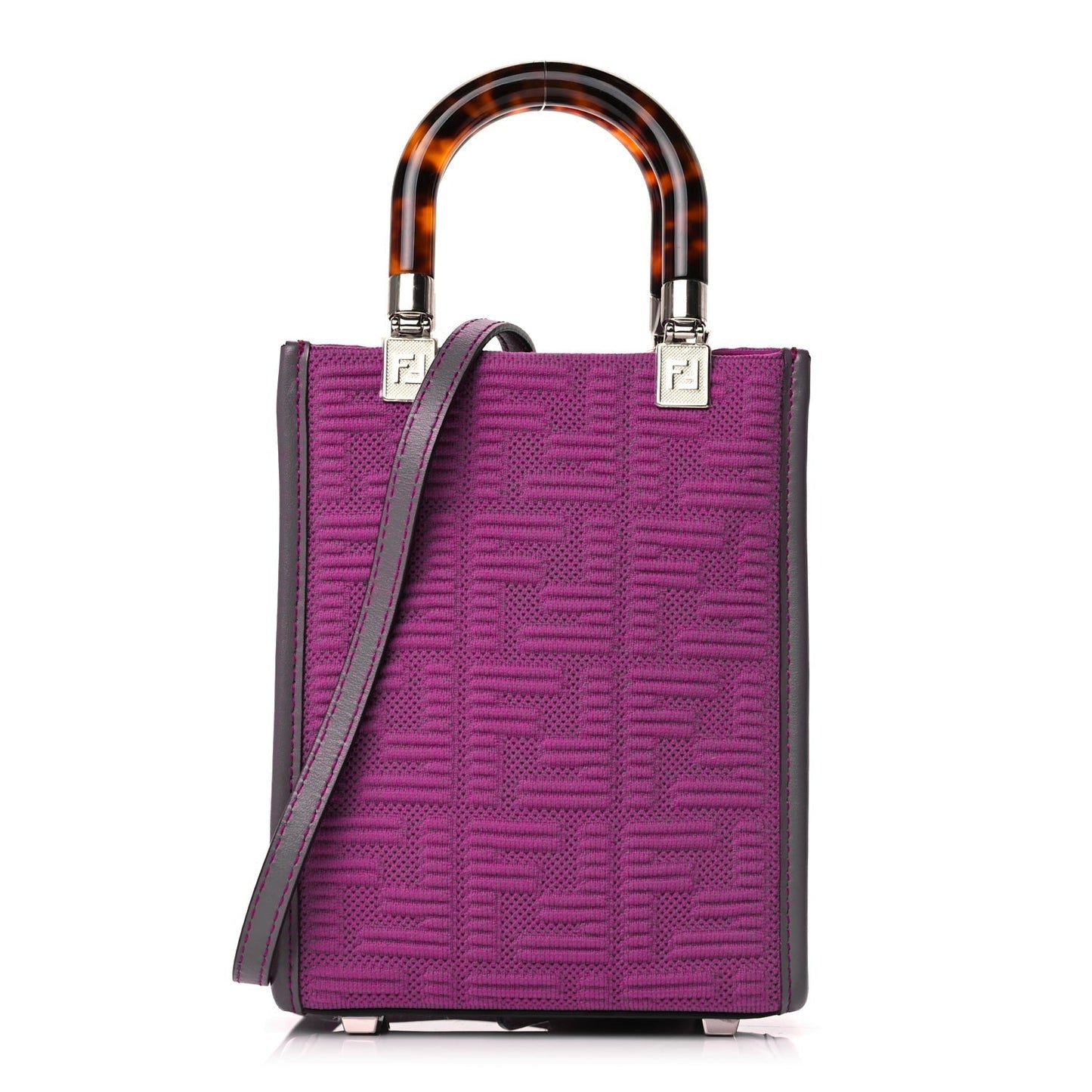 Fendi Tote Bag Technical Fabric Ceylon Plexiglass FF Sunshine Vitello Pink Mini Shoulder Bag