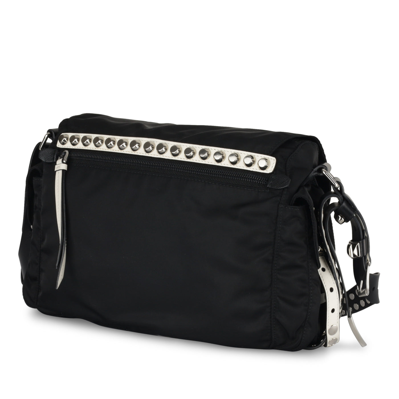 Prada Studded Vela Messenger Bag Crossbody Bag