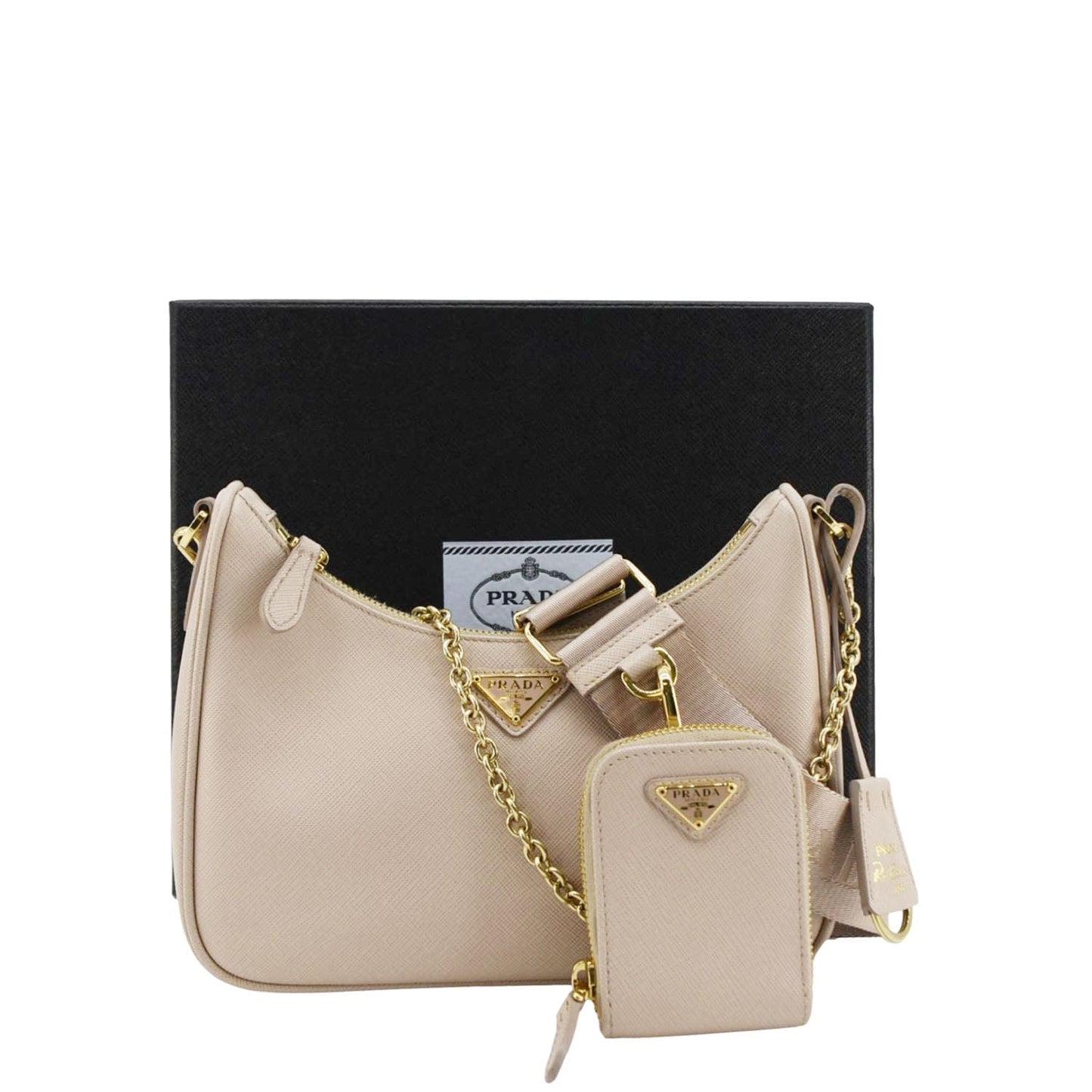 Prada Re Edition Shoulder Bag Cameo Leather Saffiano Beige