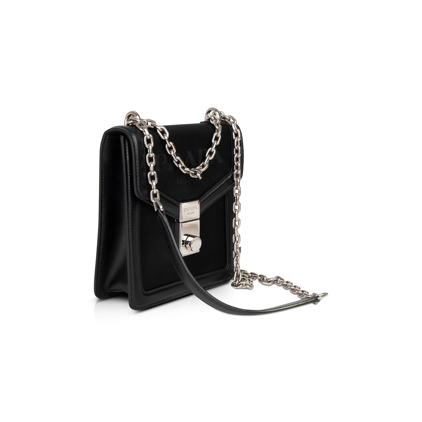 Prada Tessuto Lock Shoulder Bag Chain Flap