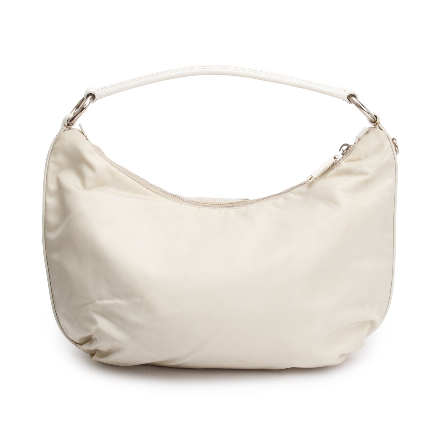 Prada Trimmed Tessuto Hobo Leather Nylon Saffiano Hobo Bag