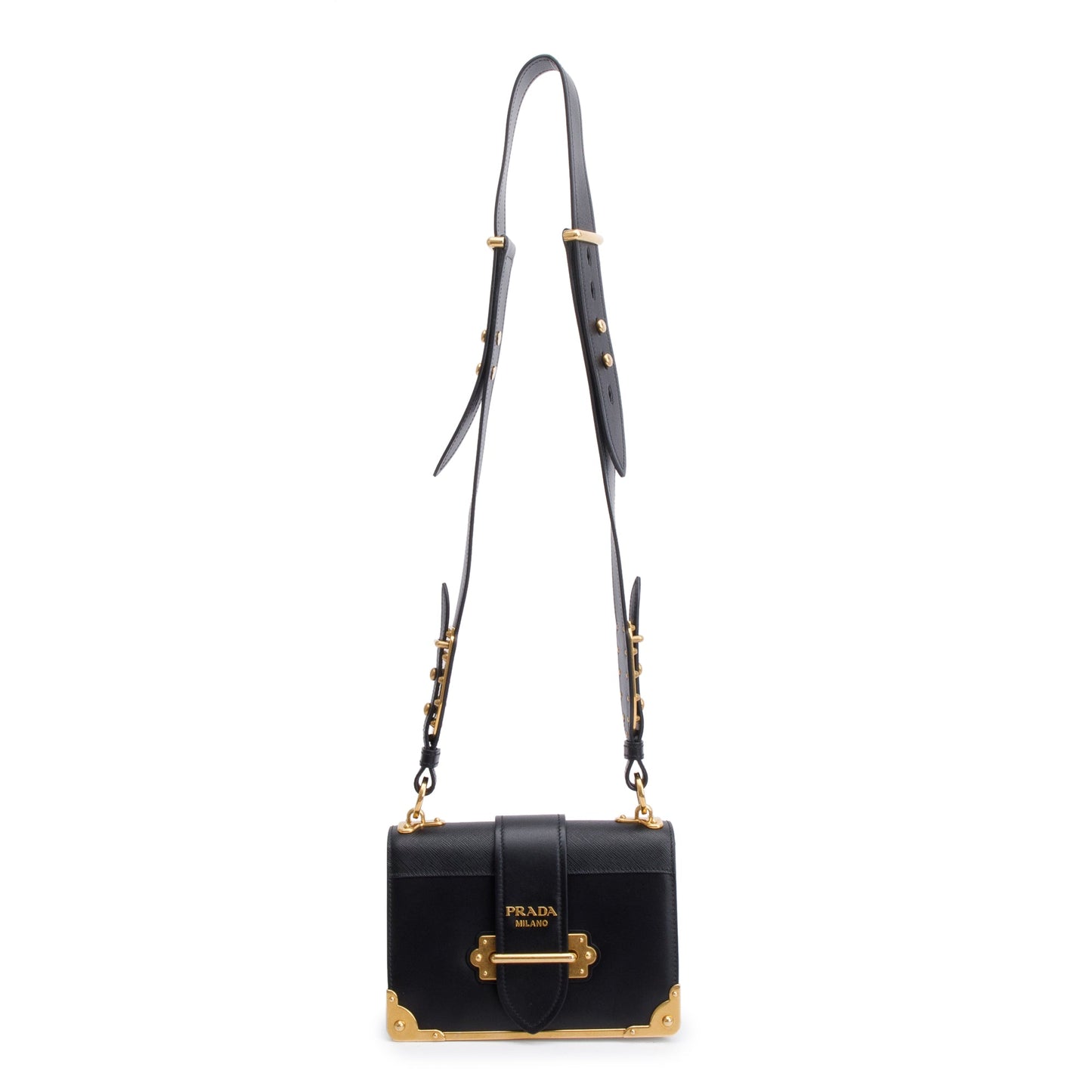 Prada City Calf Saffiano Cahier Bag Black Travel Bag