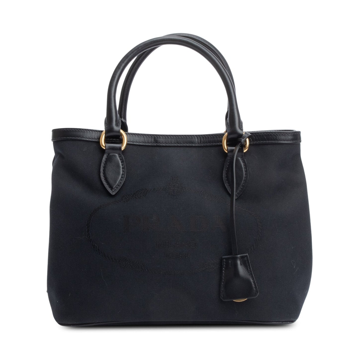 Prada Jacquard Tote Handbag Black Logo Tote Bag