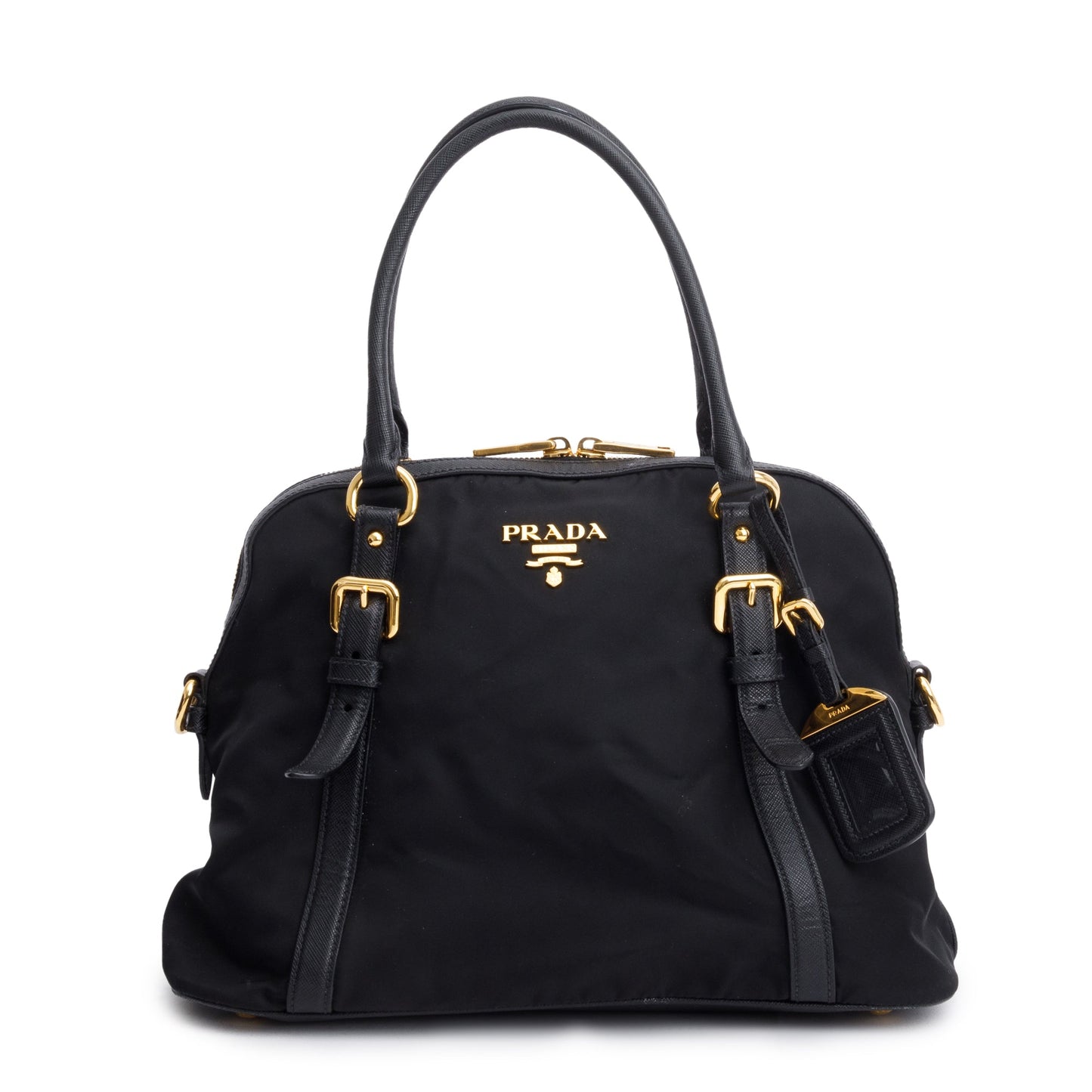 Prada Saffiano Trimmed Tessuto Shoulder Bag Leather Nylon Shoulder Bag