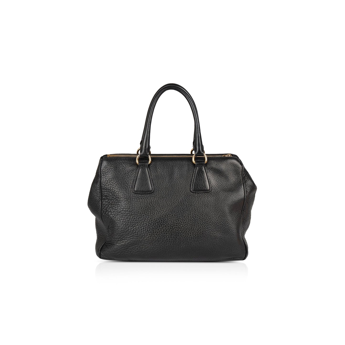 Prada Vitello Daino Double Zip Tote Handbag Black Tote Bag
